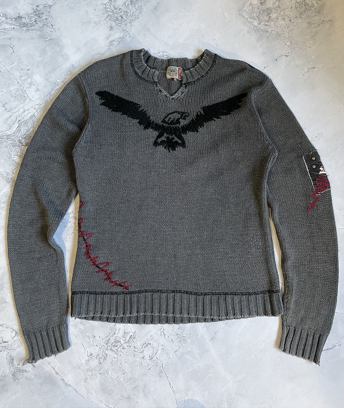 Diesel AvantGarde Vintage Sweatshirt Y2K Printed Knit Japan Sweater Size US L / EU 52-54 / 3 - 1 Thumbnail
