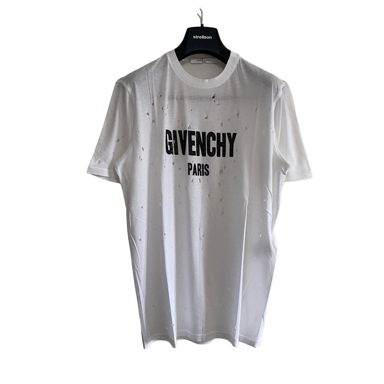 White Pima Cotton Distressed Logo T-Shirt