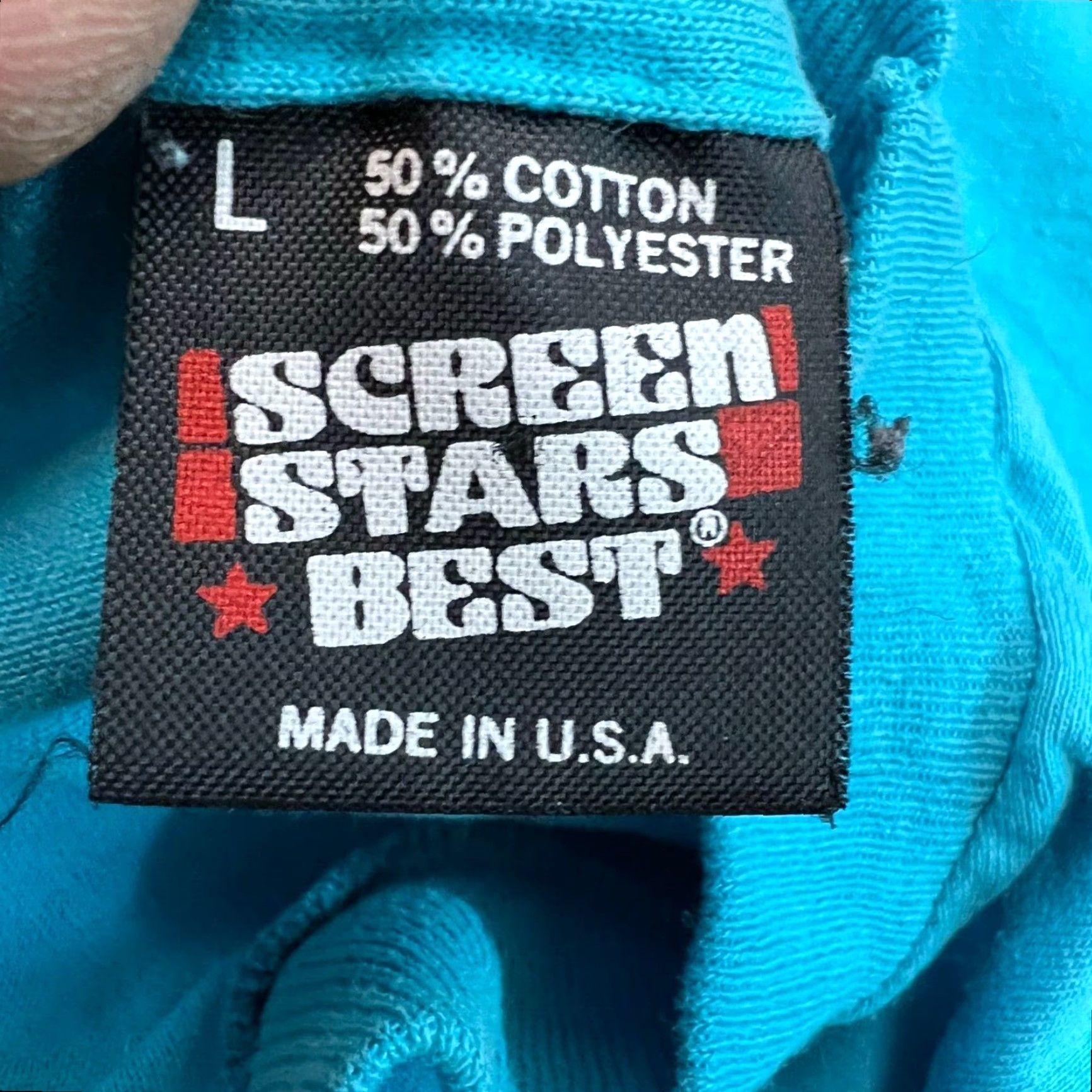 Vintage VINTAGE Screen Stars T-Shirt Movie Logo Solid Blue Adult Large L Crew Neck Short Sleeve Mens - Graphic Print, Limited Edition, 90s Era Size US L / EU 52-54 / 3 - 4 Thumbnail