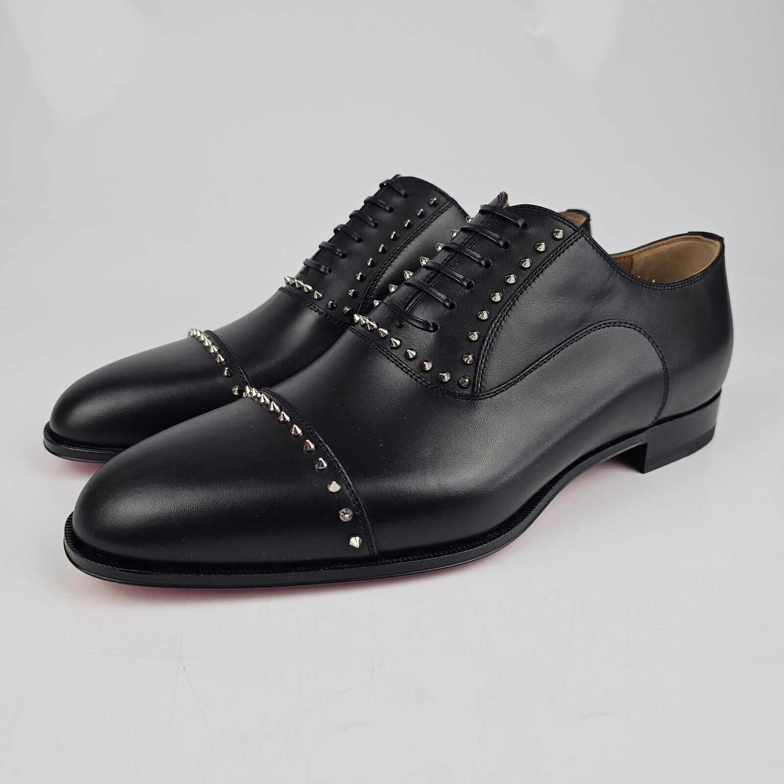 image of Christian Louboutin Cloocloo Black Leather Derby Shoes New, Men's (Size 7)
