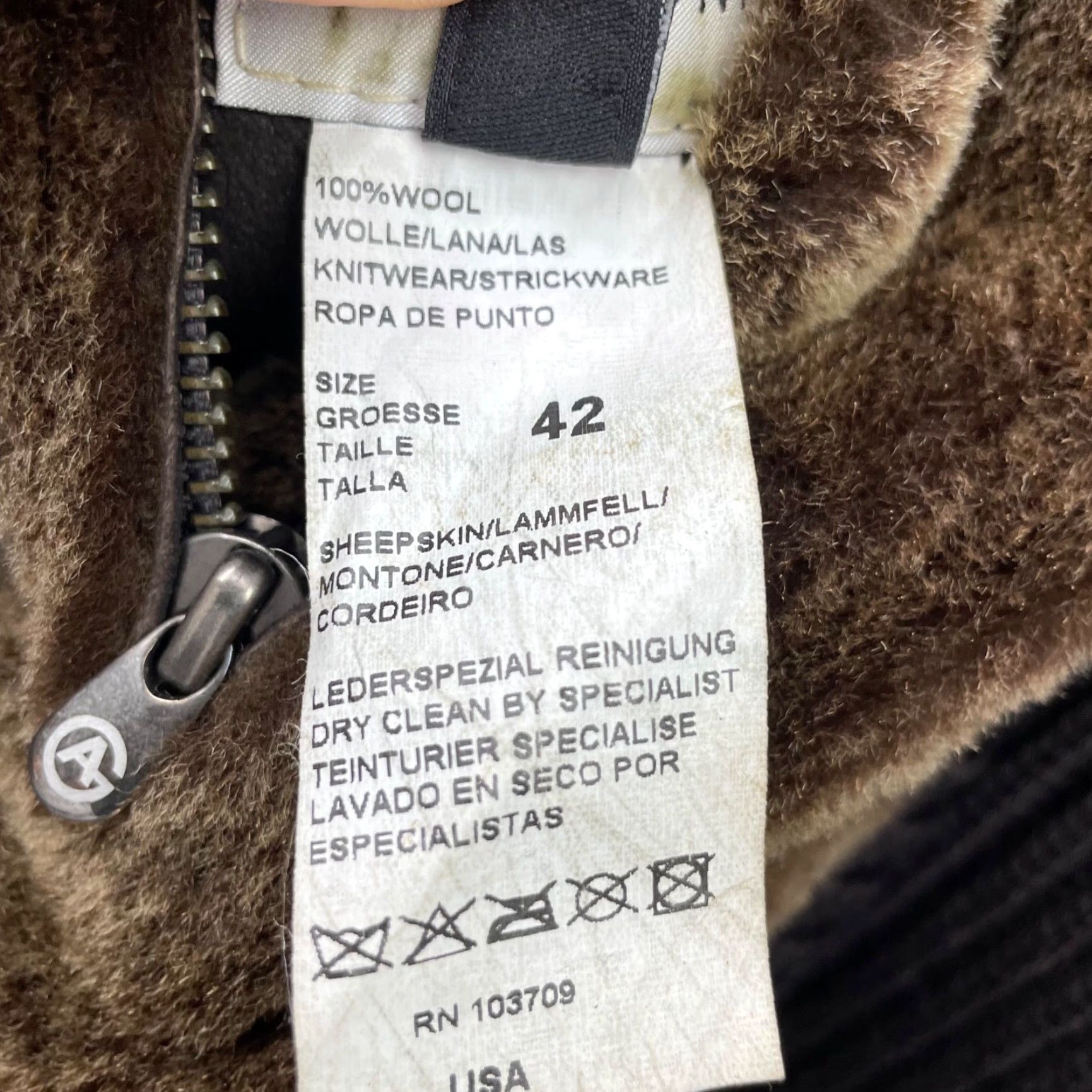 Giorgio Armani VINTAGE Giorgio Armani Collezioni Men's Sheepskin Leather Wool Ribbed Jacket 42 Brown Wool Shearling Lined Bomber Jacket Pockets Mens Size US XS / EU 42 / 0 - 6 Thumbnail