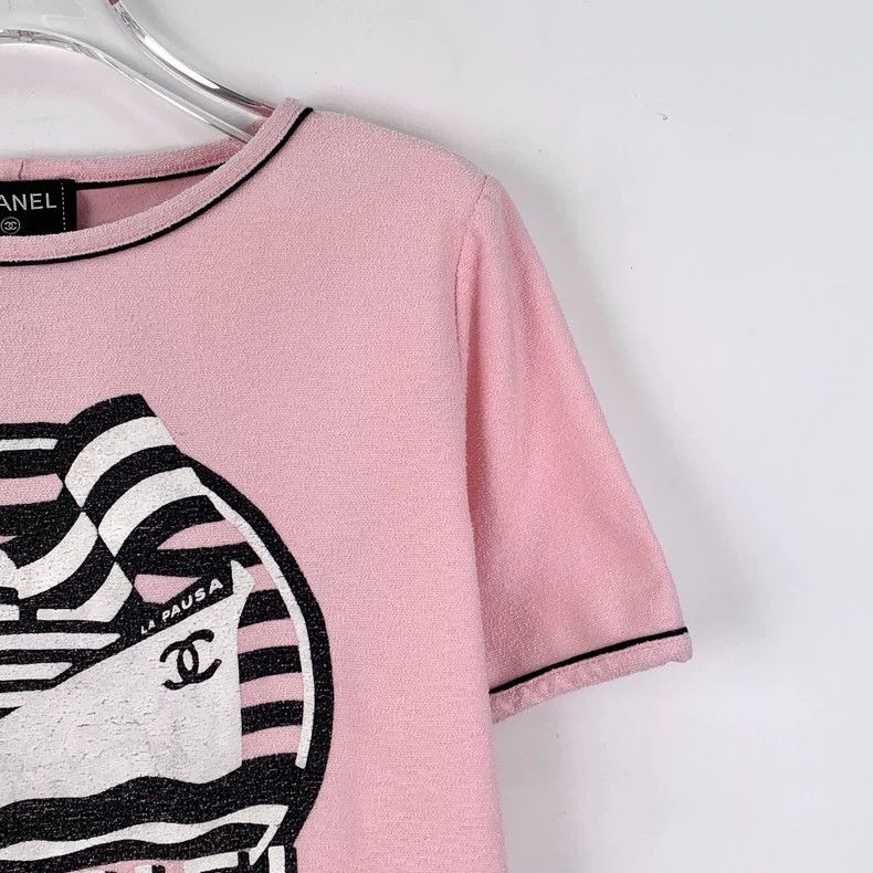 Chanel Chanel Cruise Series Pink Sailing Letter Printed Cotton Ro Size XS / US 0-2 / IT 36-38 - 3 Thumbnail