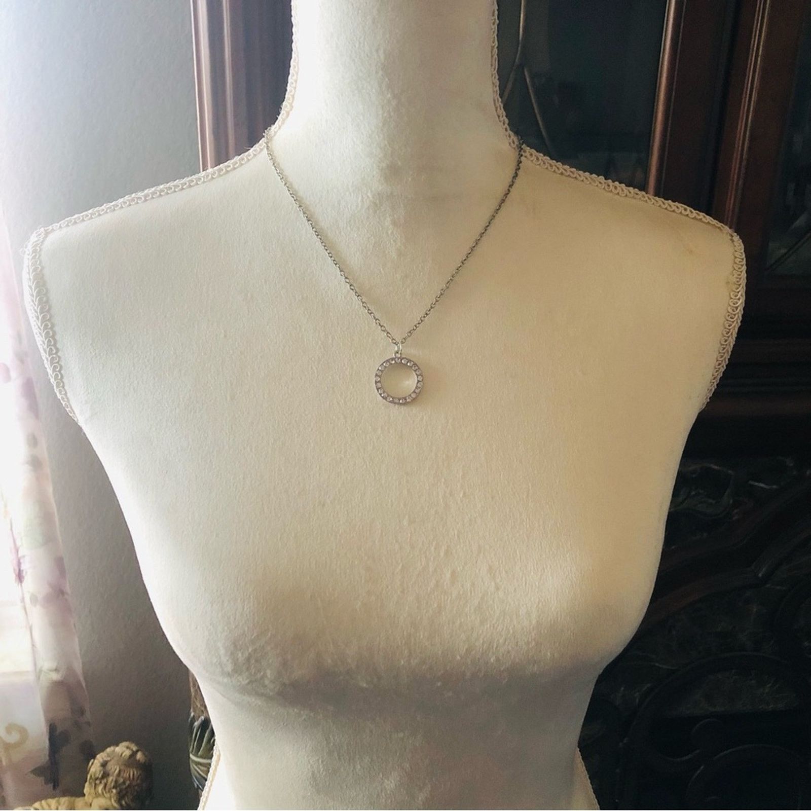 Jewelry Clear rhinestone ring pendant on chain necklace Size ONE SIZE - 7 Thumbnail