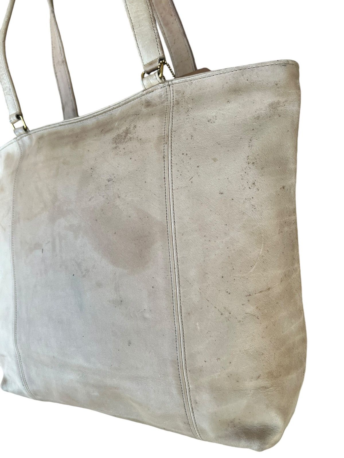 Coach × Leather Vintage 90s COACH Distress Stains Patina Leather Tote Bag Size ONE SIZE - 6 Thumbnail