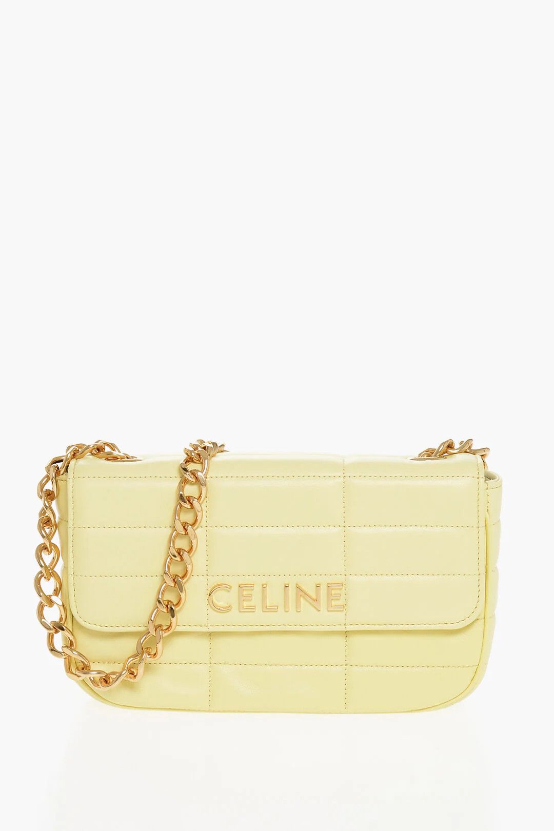 Celine og1mm0326 Size: OS / Quilted Leather Shoulder Bag in Yellow Size ONE SIZE - 1 Thumbnail