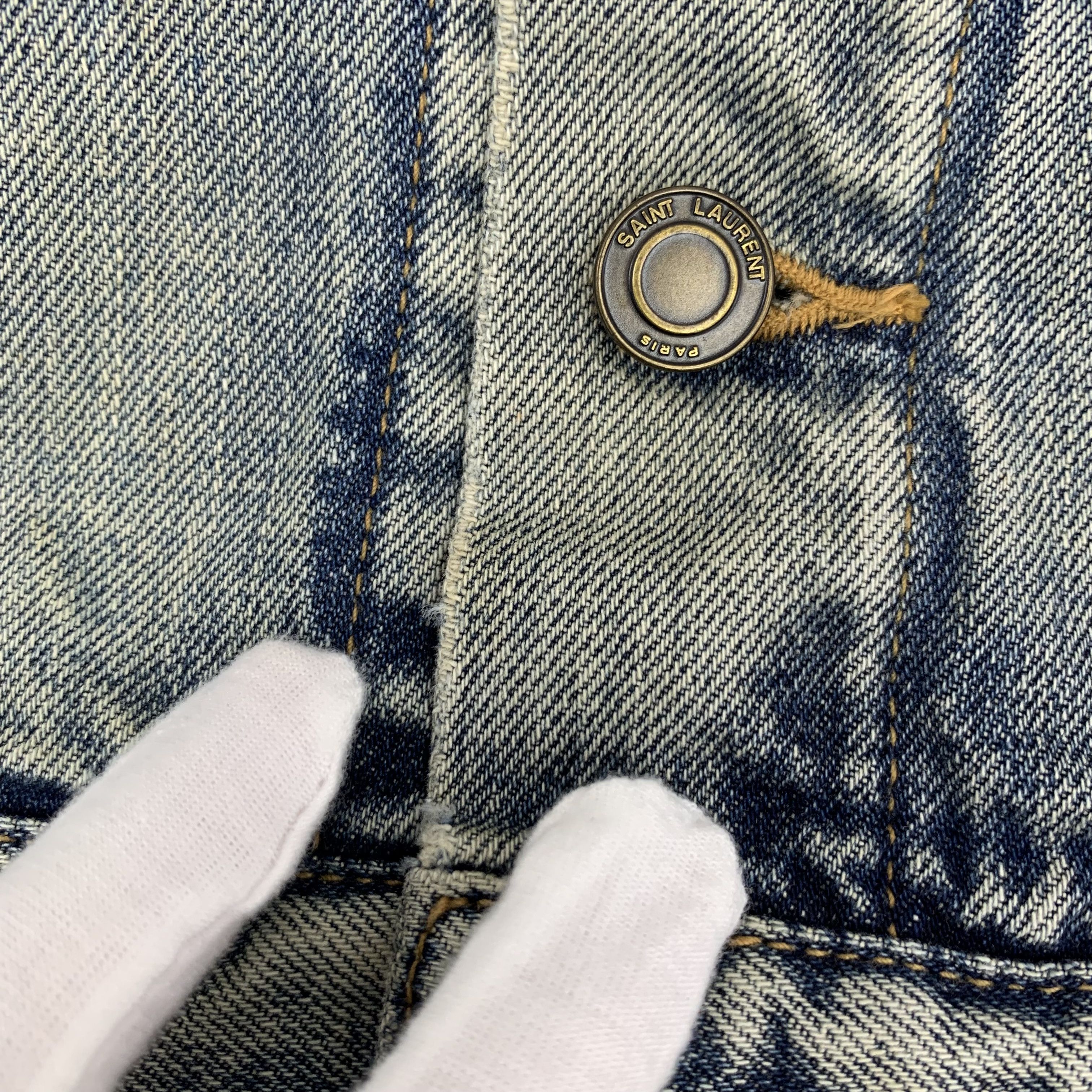 Saint Laurent Paris Saint Laurent Jacket Washed Denim Blue (Size S) Size S / US 4 / IT 40 - 5 Thumbnail