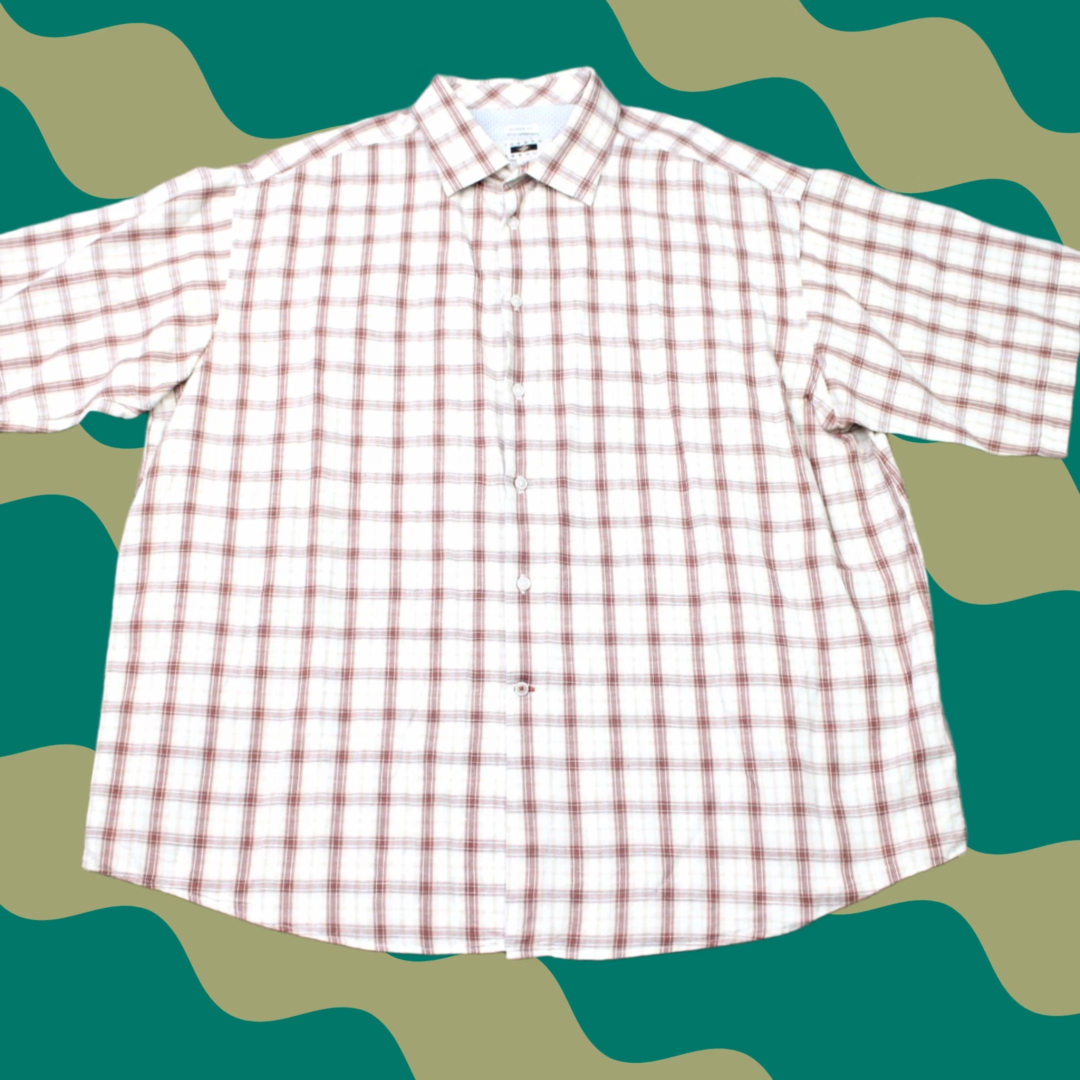 Joseph Abboud Joseph Abboud Shirt Mens 2XL Plaid Brown Beige Cotton Linen S/S Classic Fit Button-Up Summer Casual Business Mens Size US XXL / EU 58 / 5 - 1 Thumbnail