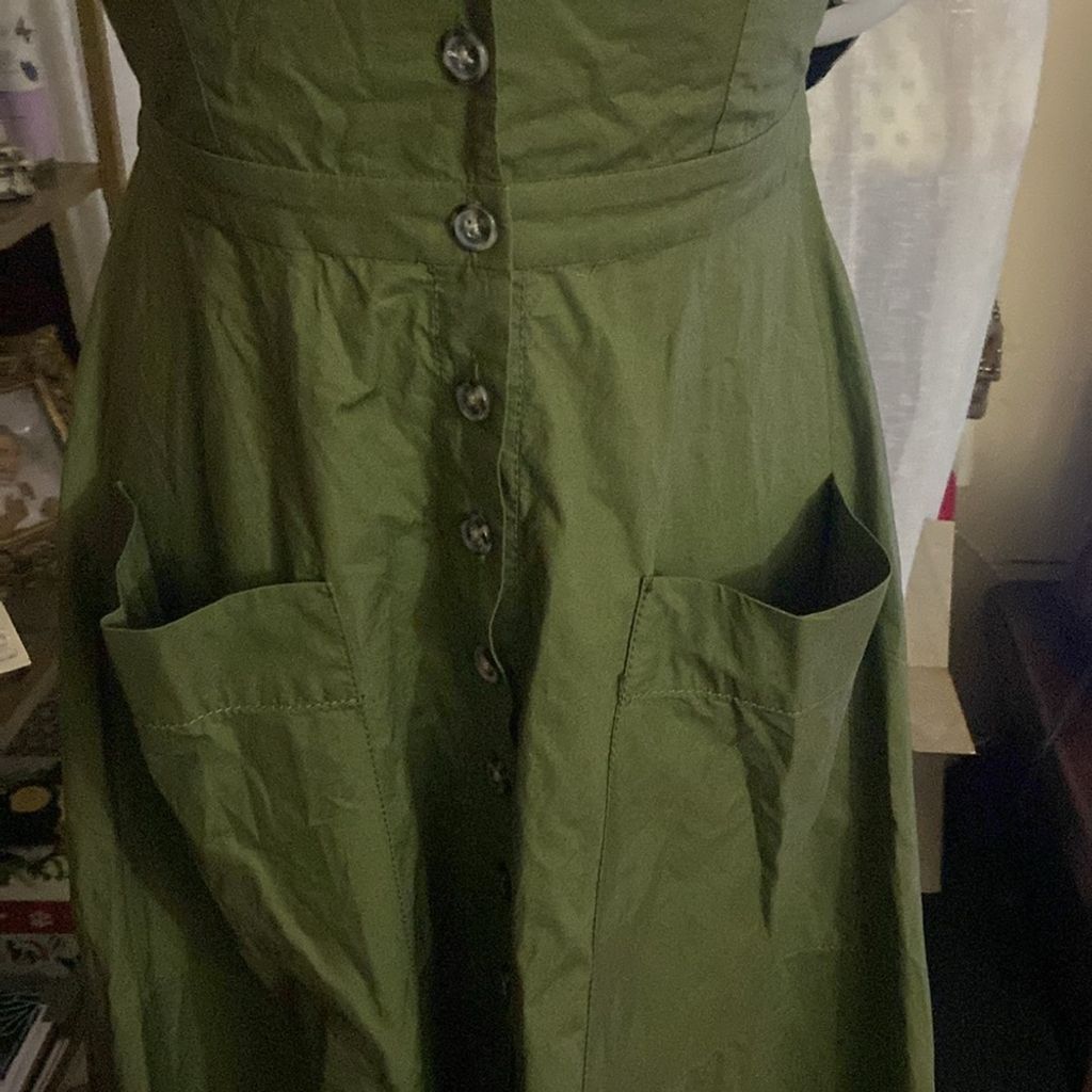 Other Saloni Zoe zoey dress cutout uk 8 is US 4 military green Size S / US 4 / IT 40 - 9 Thumbnail