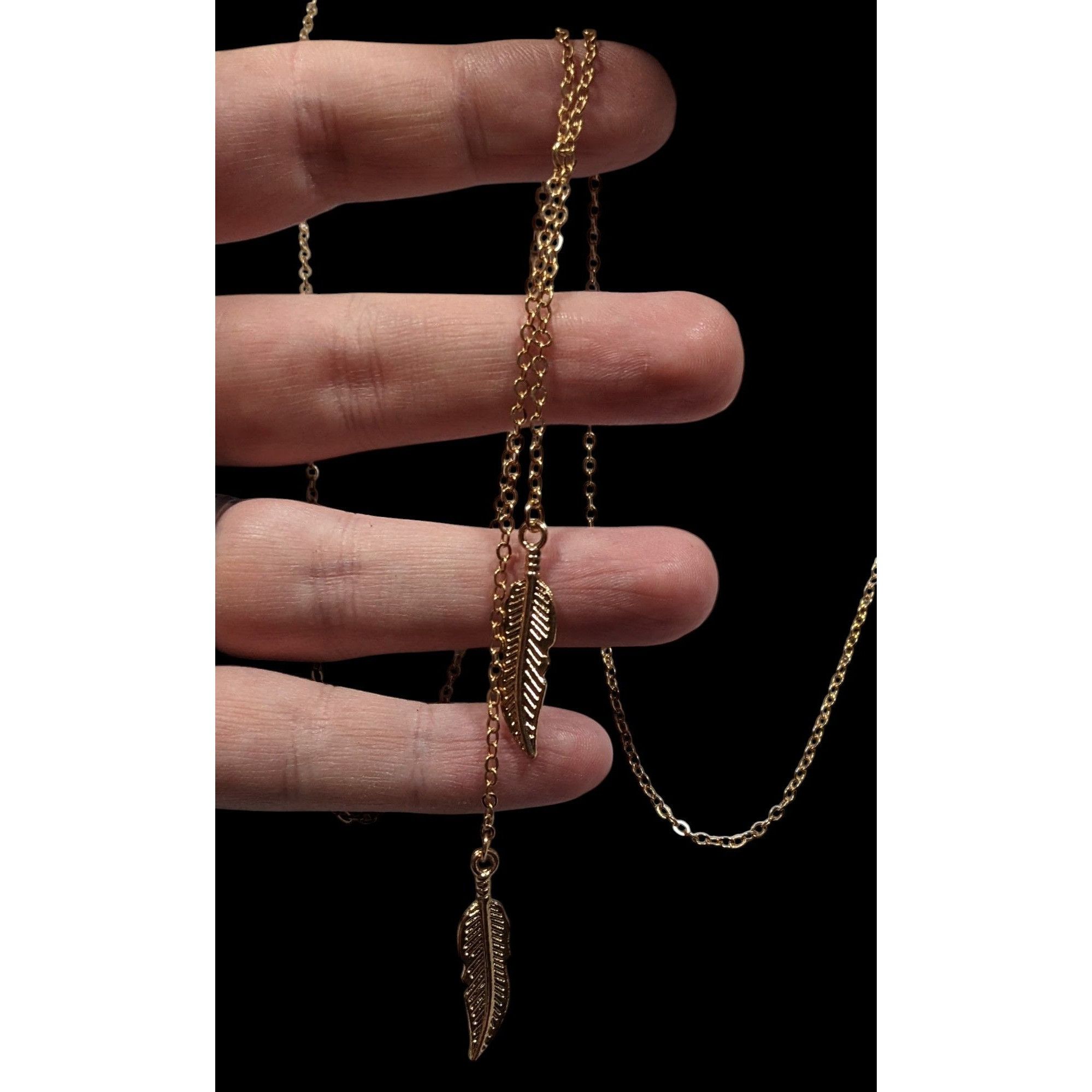 Other Nature Inspired Bohemian Feather Charm Gold Tone Lariat Neck Size ONE SIZE - 5 Thumbnail