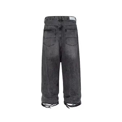 Japanese Brand Black Washed Damage Baggy jeans Size US 34 / EU 50 - 3 Thumbnail