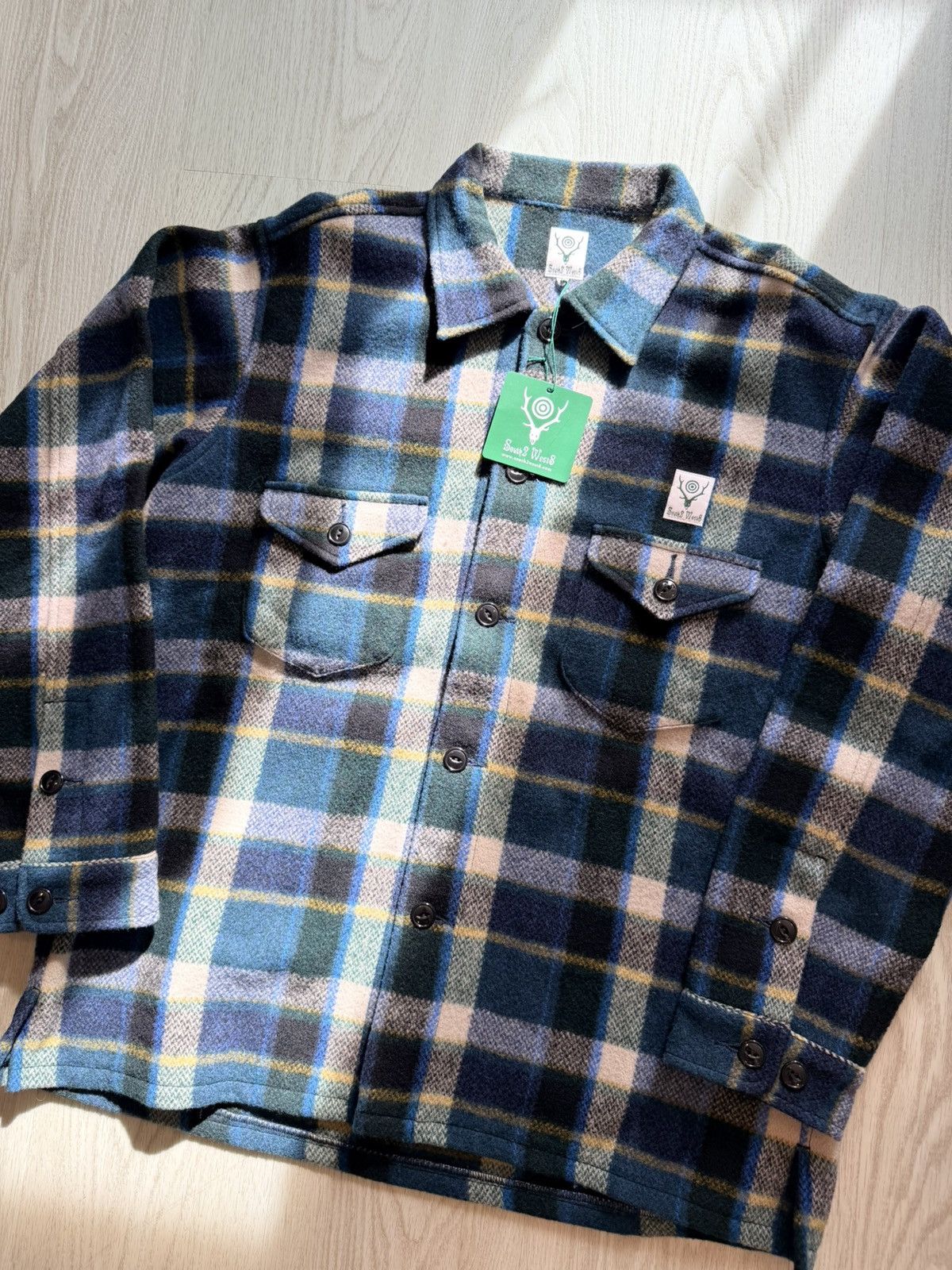 South2 West8 South2 West8 Smokey Flannel Shirt Green melton plaid, size L Size US L / EU 52-54 / 3 - 1 Thumbnail