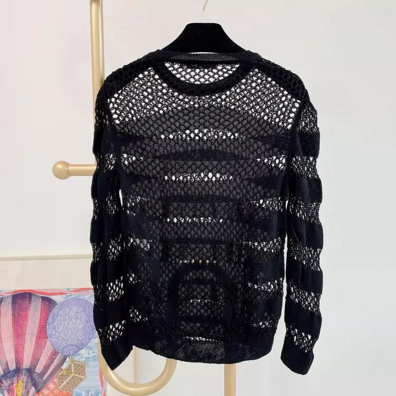 Dior Dior Black hollow round-neck sweater knitted top Size S / US 4 / IT 40 - 2 Thumbnail