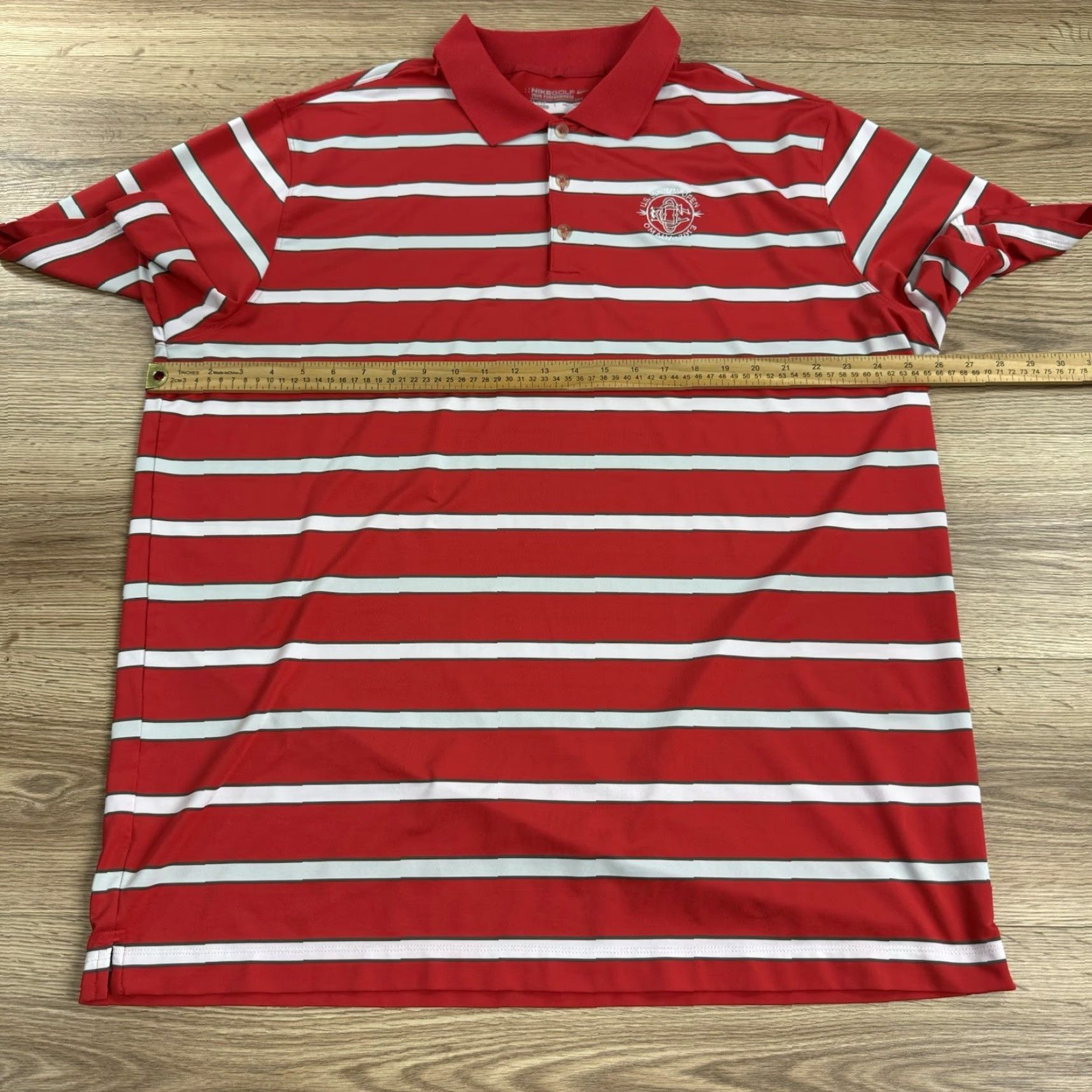 Nike Nike Polo Shirt 2XL Red Striped Dri-Fit Golf Activewear Mens Polo USA Seniors Open 2013 Omaha Size US XXL / EU 58 / 5 - 6 Thumbnail