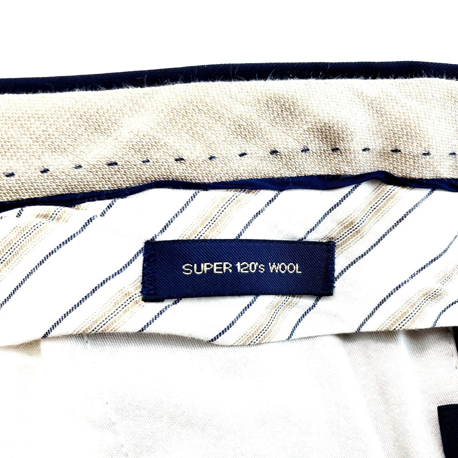 Designer Ballin Classics Comfort EZE Super 120s Wool Pleated Cuff Blu Size 36R - 4 Thumbnail
