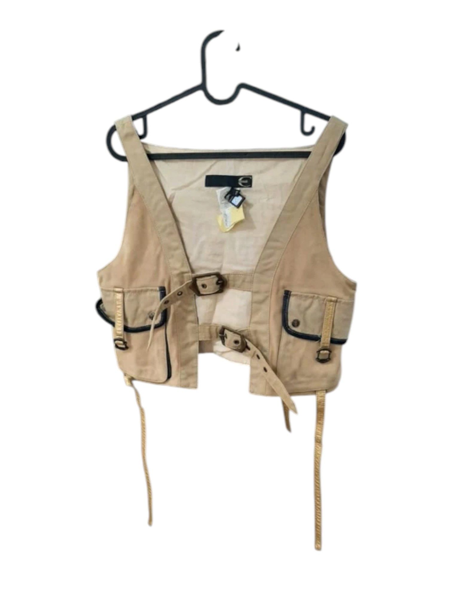 Just Cavalli Cavalli Beige Utility Vest with Contrast Piping, Early 2000s Size M / US 6-8 / IT 42-44 - 1 Thumbnail