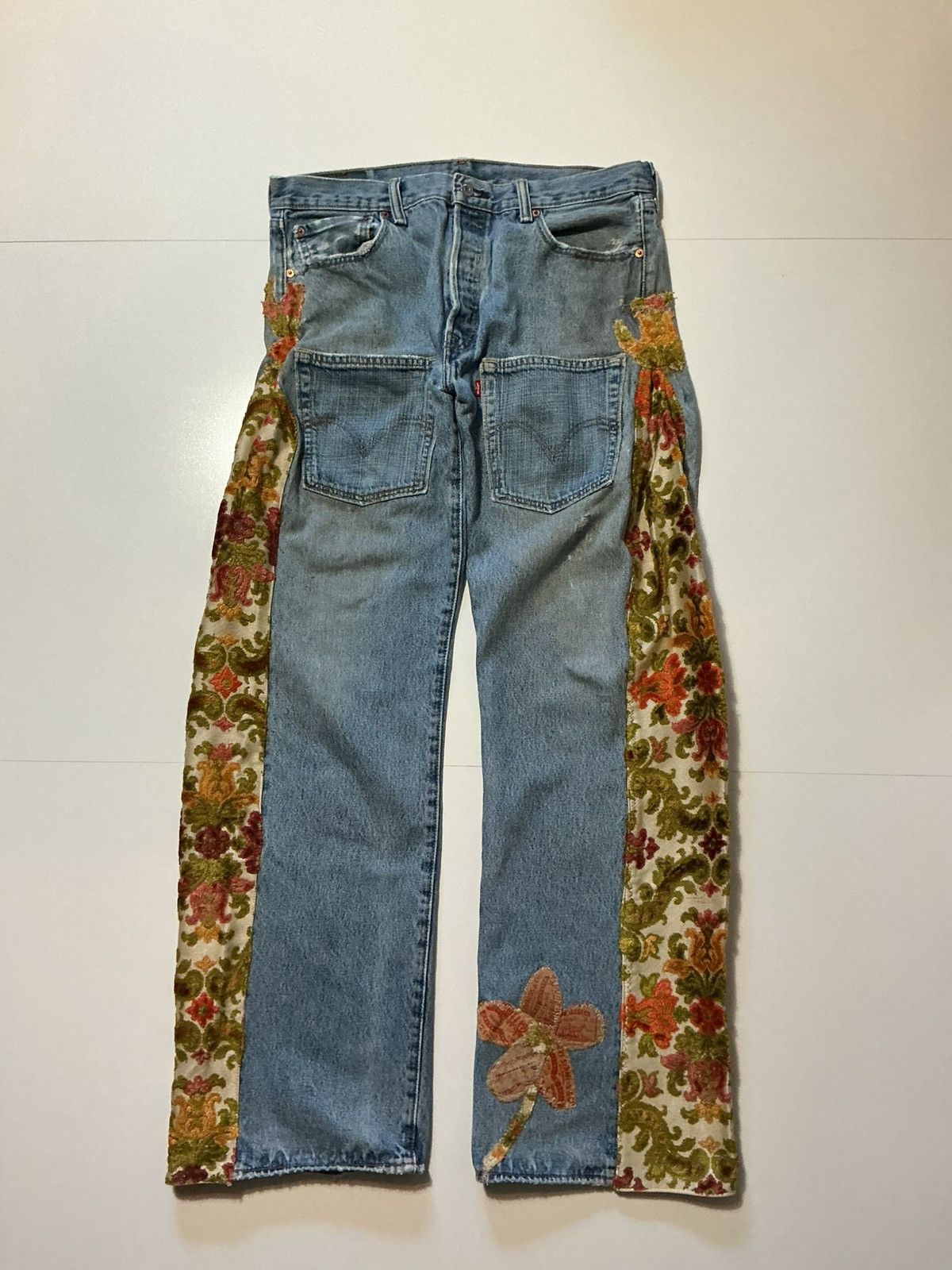 Levi's Vintage Levis Peace & Love Patchwork Flared Denim Jeans Size US 36 / EU 52 - 1 Thumbnail