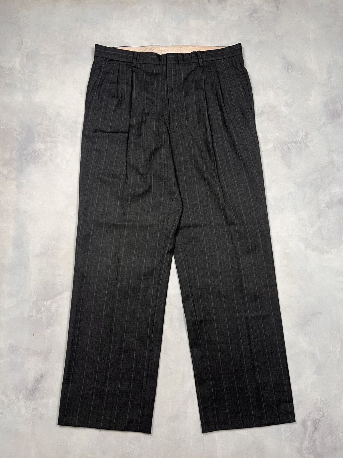 Vtg Balenciaga Paris Pleated Striped Trousher Pants