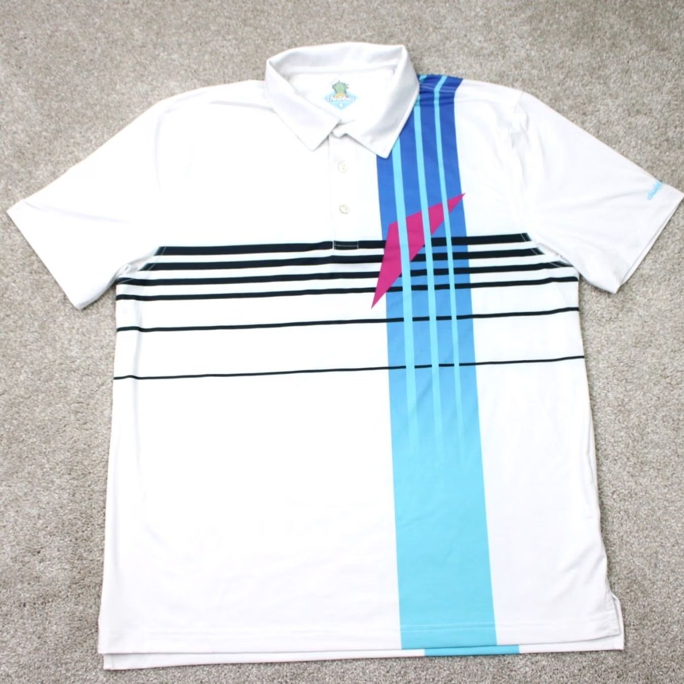 Chubbies Chubbies Polo Shirt Mens Large White/Blue Polyester Bamboo Stretch S/S Pullover Polo Shirt Ladies? Size US L / EU 52-54 / 3 - 2 Thumbnail