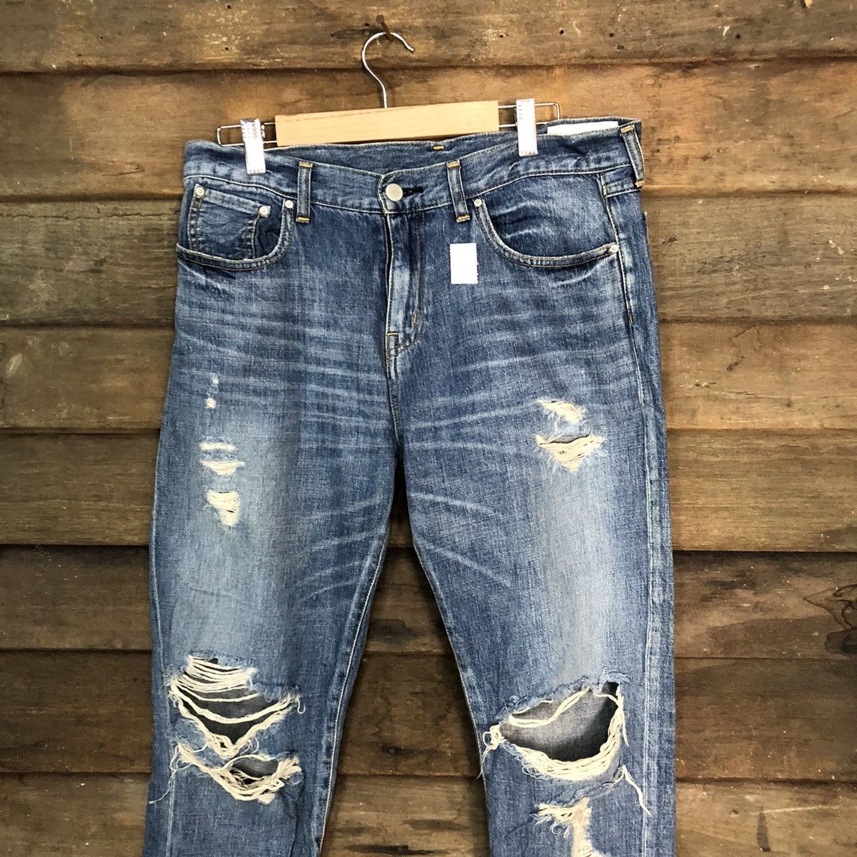 Japanese Brand Mausonde Reefur ripped distressed Blue Denim Pants #7382 Size 30" / US 8 / IT 44 - 2 Thumbnail