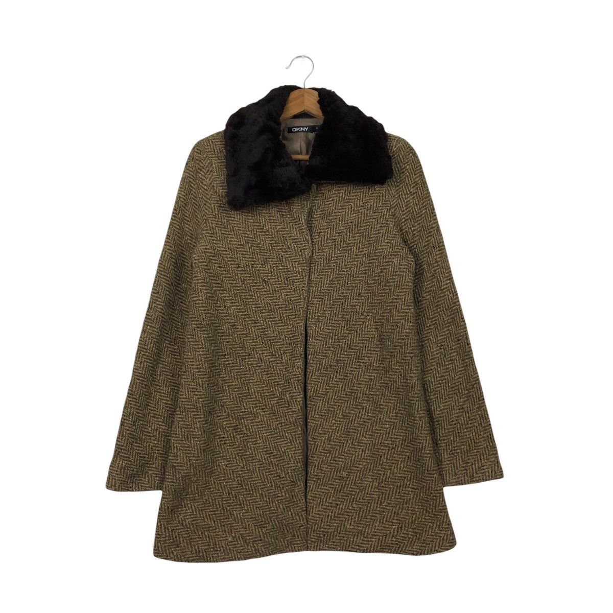 Japanese Brand 📌Vintage Wool Jacket DKNY Mink Fur Collar Size US M / EU 48-50 / 2 - 2 Thumbnail