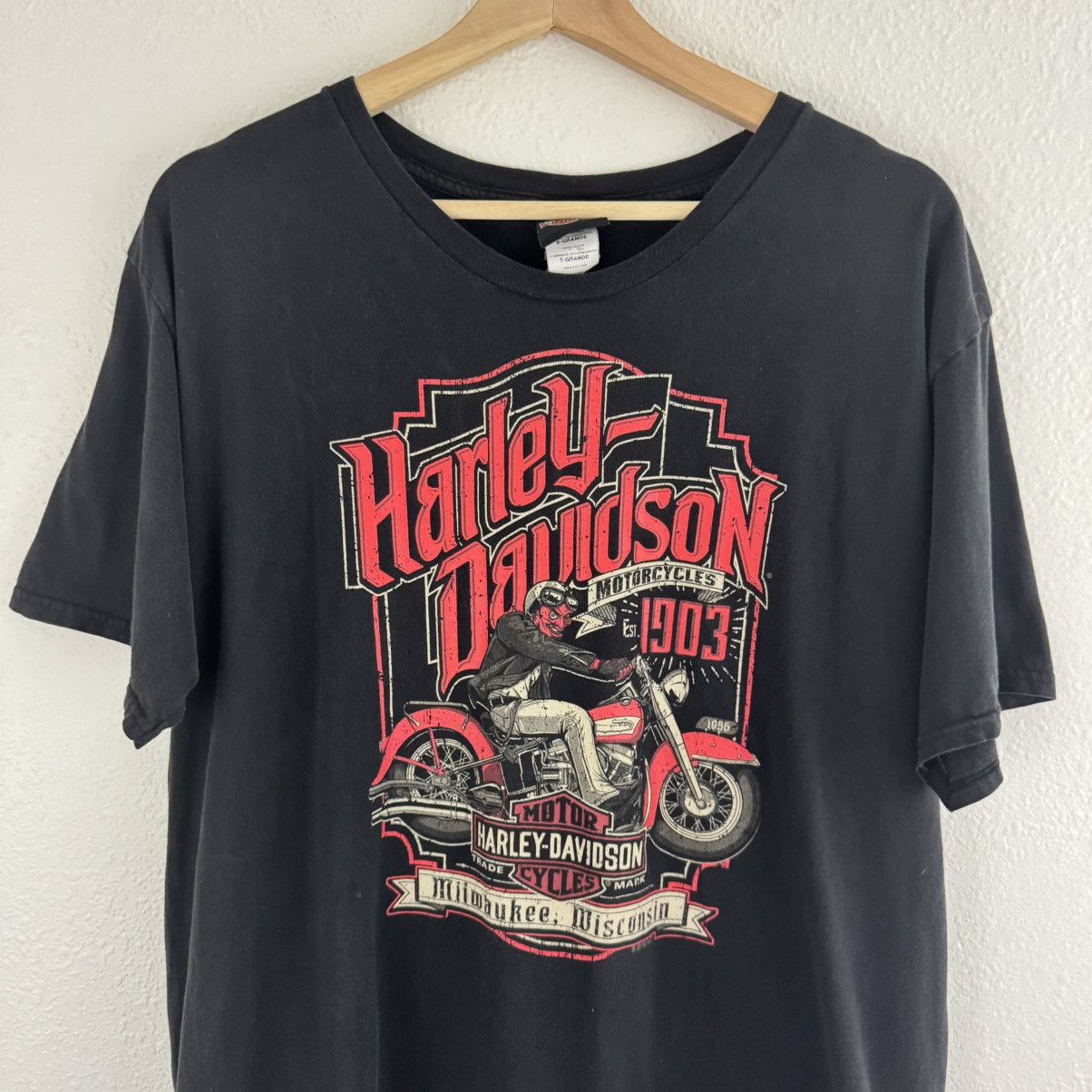 Harley Davidson HARLEY DAVIDSON Black Devil Biker Twister City Graphic Tee Size US XL / EU 56 / 4 - 2 Thumbnail