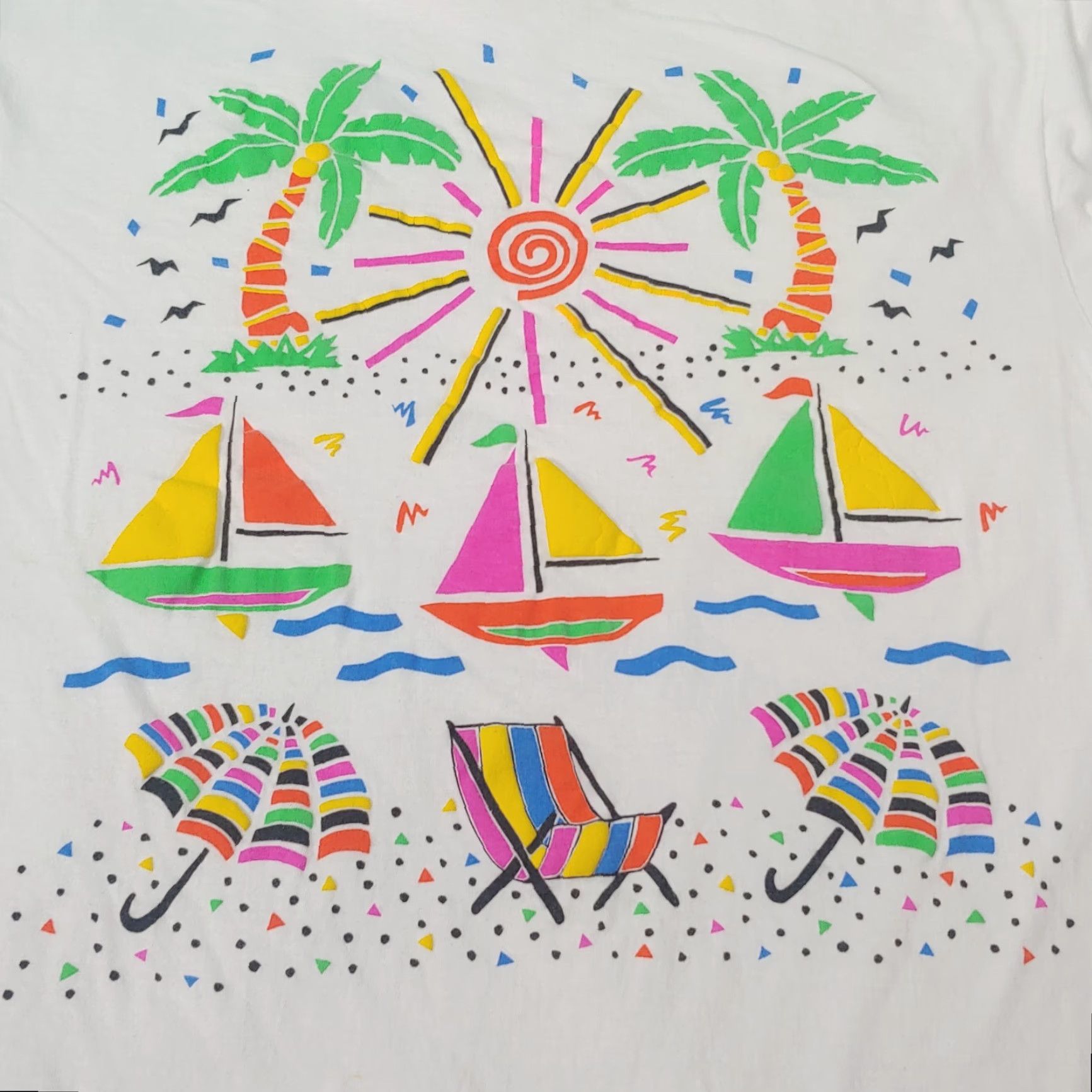 Vintage VINTAGE Short Hills EE T-Shirt Men XL White Beach Surfer Puffy Graphic Sun Palms 90s Summer Size US XL / EU 56 / 4 - 2 Thumbnail