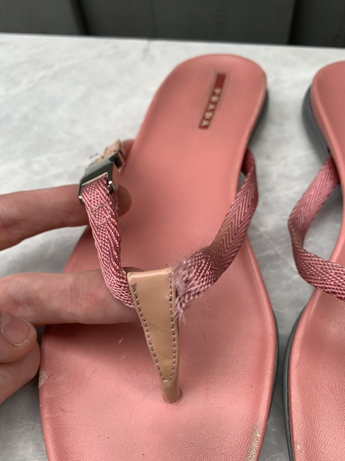 Designer × Prada Pink Prada Flip Flops Y2K 2000s Sport Thong Sandals Slip-on Size US 7.5 / IT 37.5 - 10 Thumbnail