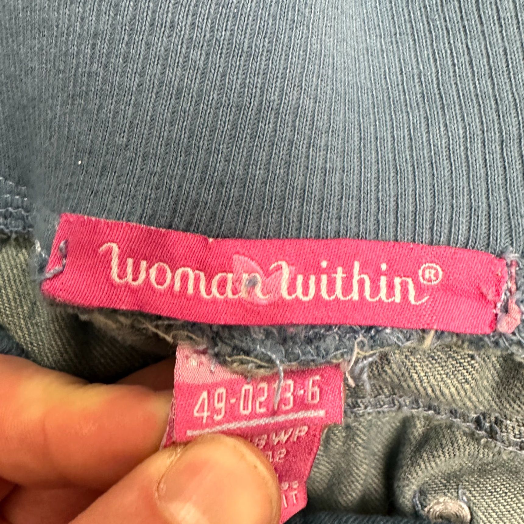 Vintage Woman Within Jeans Women 18W Plus Denim Cargo Straight 35x27 Blue 27in Inseam Size 40" / US 18 - 7 Thumbnail