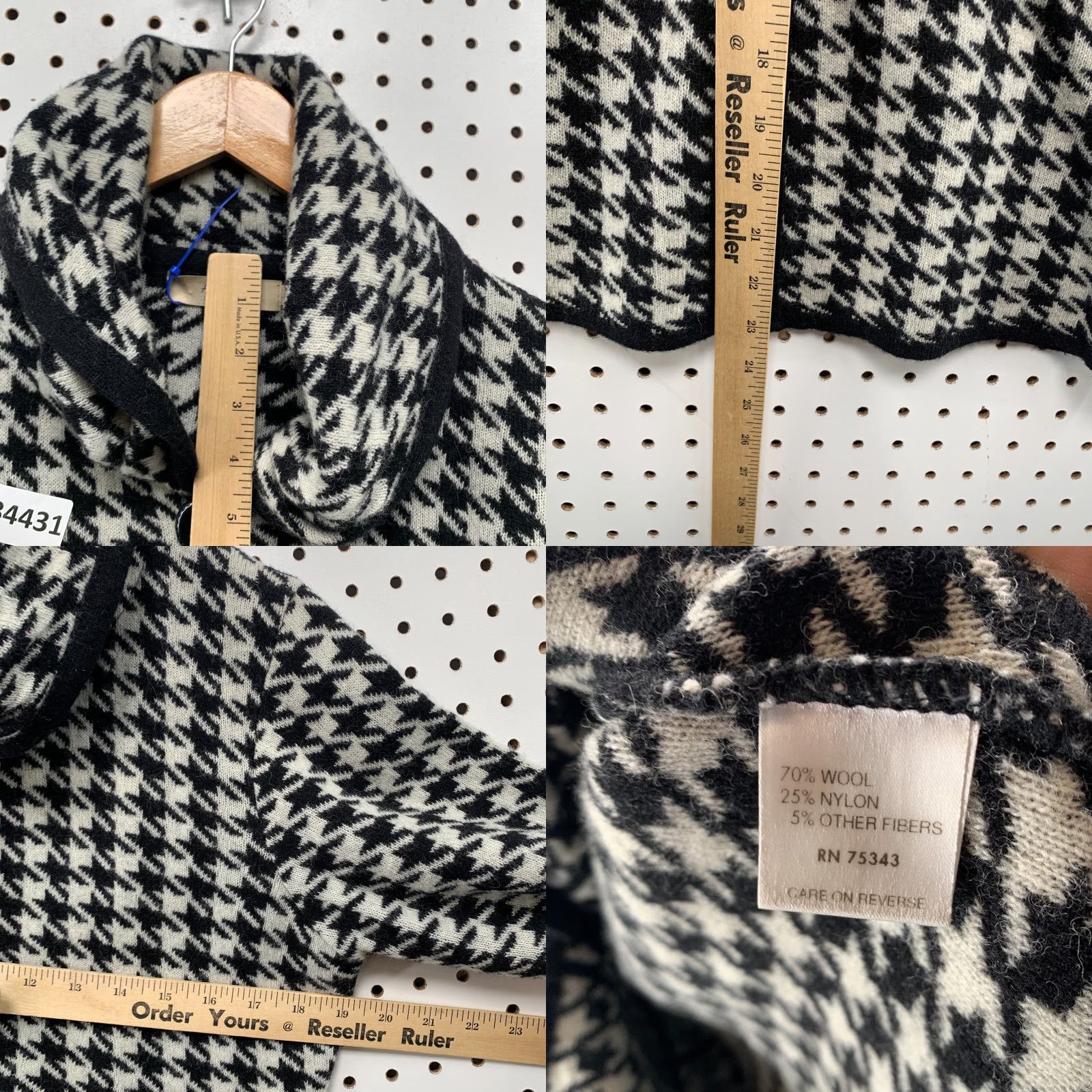 Vintage VINTAGE A IDA Italy Houndstooth Wool Blend Jacket Womens M White Black Adult Jacket Medium White Black Womens Size M / US 6-8 / IT 42-44 - 8 Thumbnail
