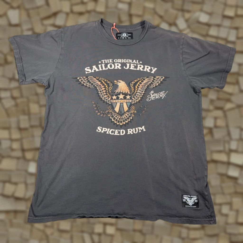 Vintage Sailor Jerry Shirt Adult LARGE Gray Spiced Rum Tattoo Eagle Norman Collins USA Size US L / EU 52-54 / 3 - 1 Thumbnail