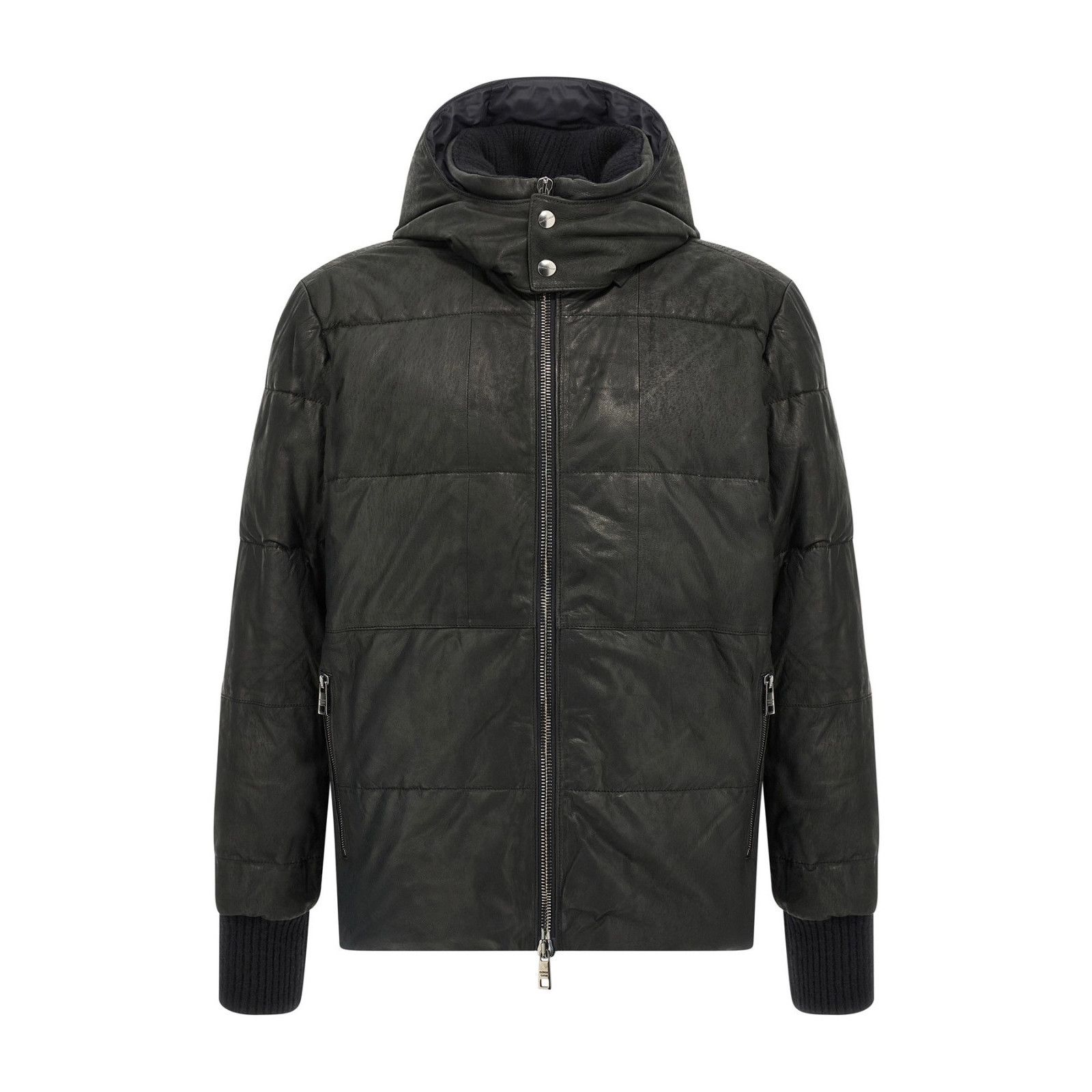 Giorgio Brato GIORGIO BRATO Black Leather Down Jacket New & Authentic (Men Size US L / EU 52-54 / 3 - 1 Thumbnail