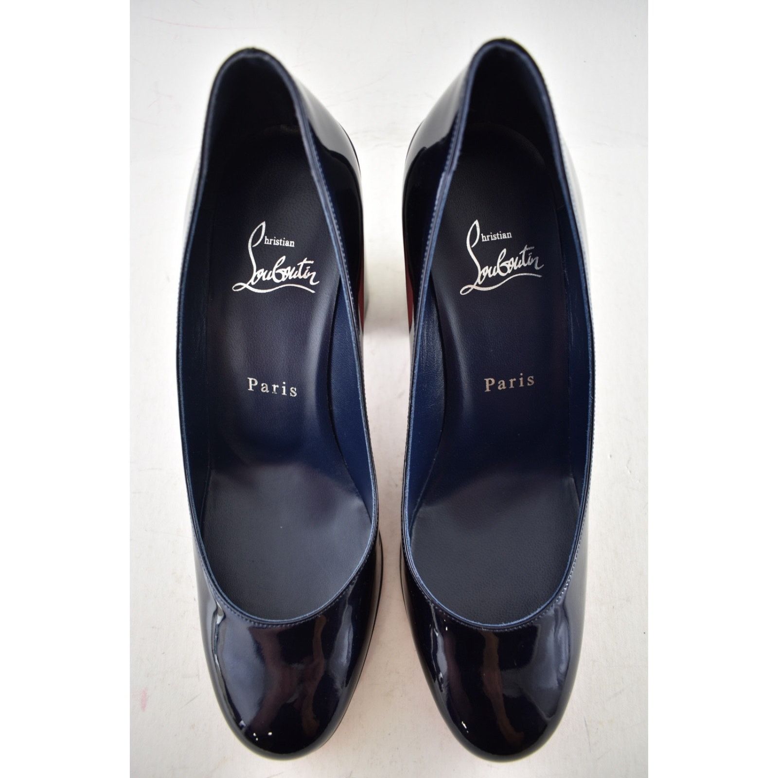 Christian Louboutin Louboutin Miss Sab 85 Zaffiro Navy Patent Block Heel Pump 37 Size US 7 / IT 37 - 12 Thumbnail