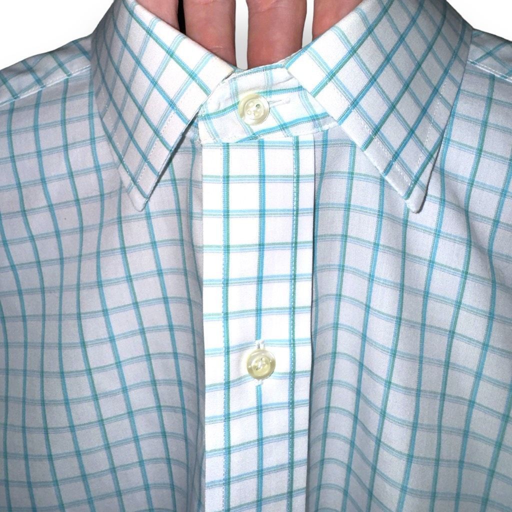 Brooks Brothers Brooks Brothers Teal & White Slim Fit Non-Iron Dress Shirt S Size US S / EU 44-46 / 1 - 3 Thumbnail