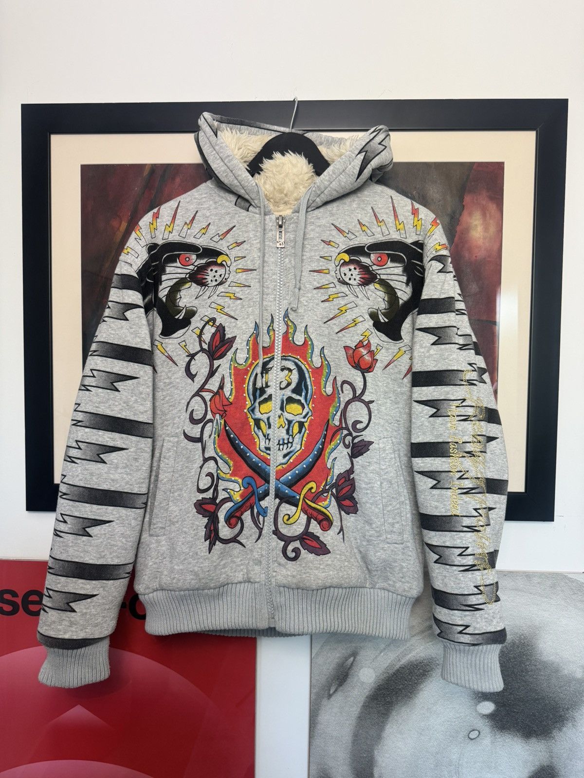 希少 Christian Audigier パーカー Ed Hardy スタッズ Christian Audigier クリスチャンオードジェー レディース