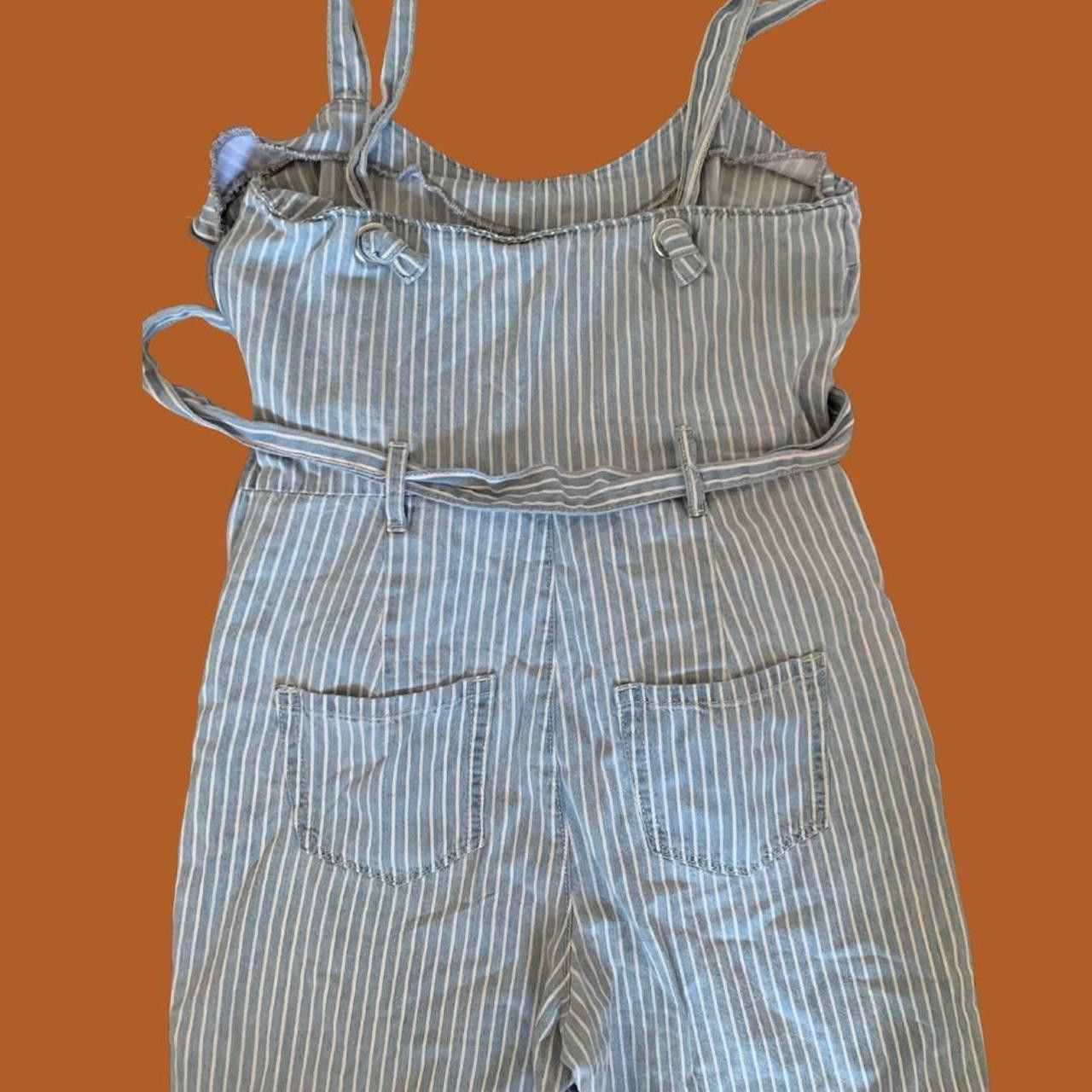 Designer Rewash Striped Denim Jumpsuit Women's Blue White Size Large Size 36" / US 14 / IT 50 - 5 Thumbnail