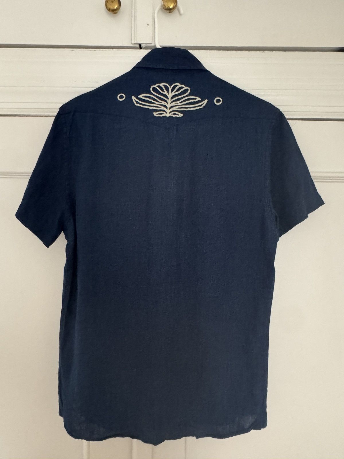 Taylor Stitch Taylor Stitch Embroidered Short Sleeve Western Indigo Linen Size US XS / EU 42 / 0 - 7 Thumbnail