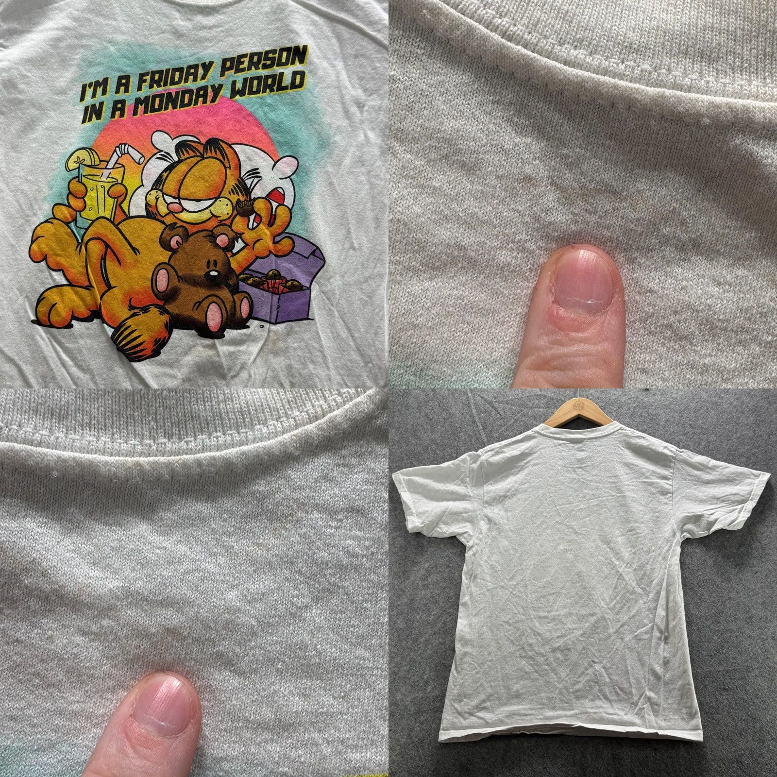 Vintage Garfield Friday Shirt Mens L White Graphic Tee Size US L / EU 52-54 / 3 - 9 Thumbnail