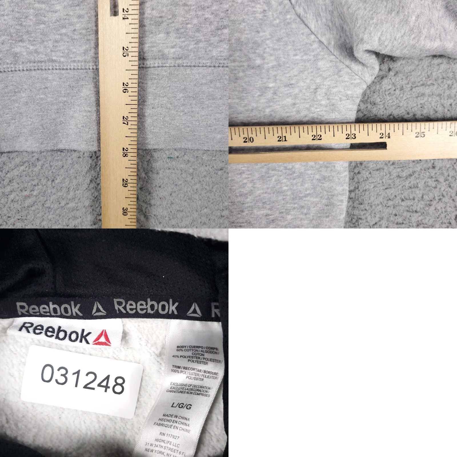 Reebok VINTAGE Reebok Hoodie Pullover Men Large Gray Sports Casual Fleece Sweatshirt Size US L / EU 52-54 / 3 - 8 Thumbnail