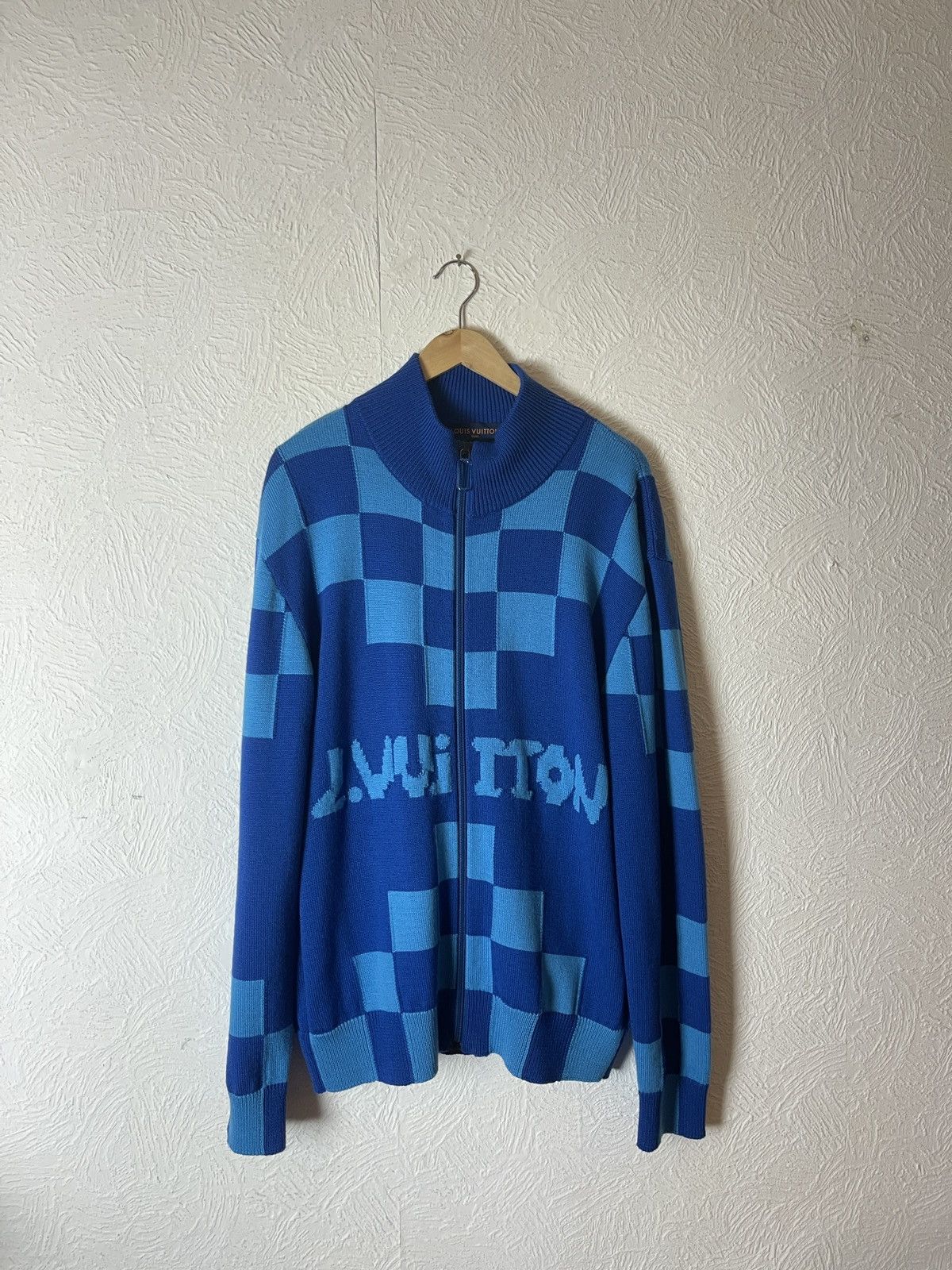 Louis Vuitton Rare Louis Vuitton SS22 Damier Logo Zip Knit Sweater Size US L / EU 52-54 / 3 - 1 Thumbnail