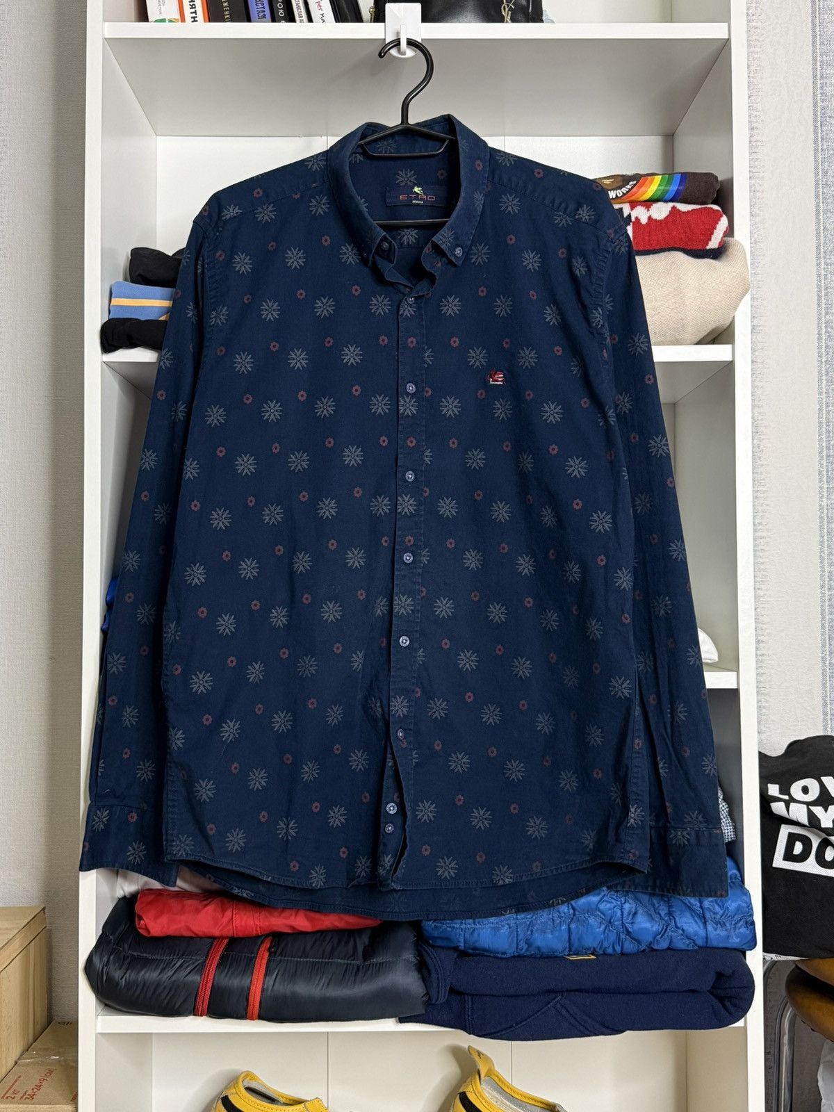 Etro Etro Navy Blue Floral pattern shirt size XXL(M) Size US M / EU 48-50 / 2 - 1 Thumbnail