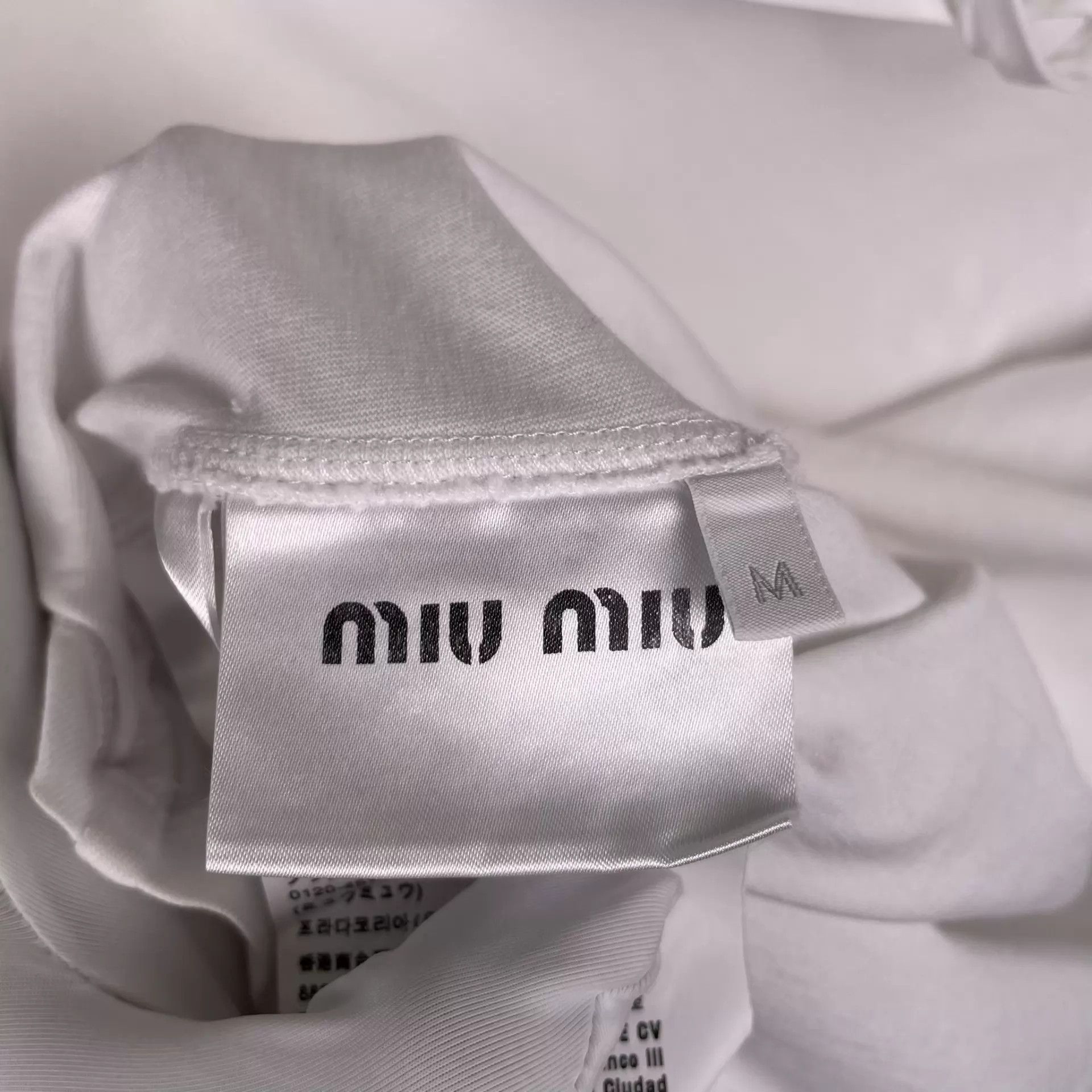 Miu Miu MIU MIU White Cotton Navy Collar Short Sleeve M Size M / US 6-8 / IT 42-44 - 4 Thumbnail