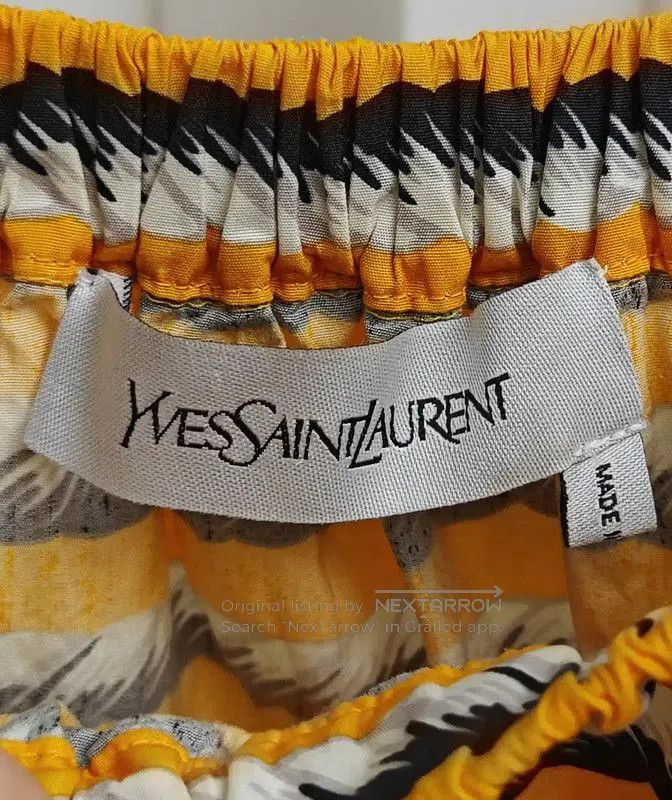 Yves Saint Laurent YSL Striped Cotton Short Sleeve Shirt for Women . Size M / US 6-8 / IT 42-44 - 6 Thumbnail