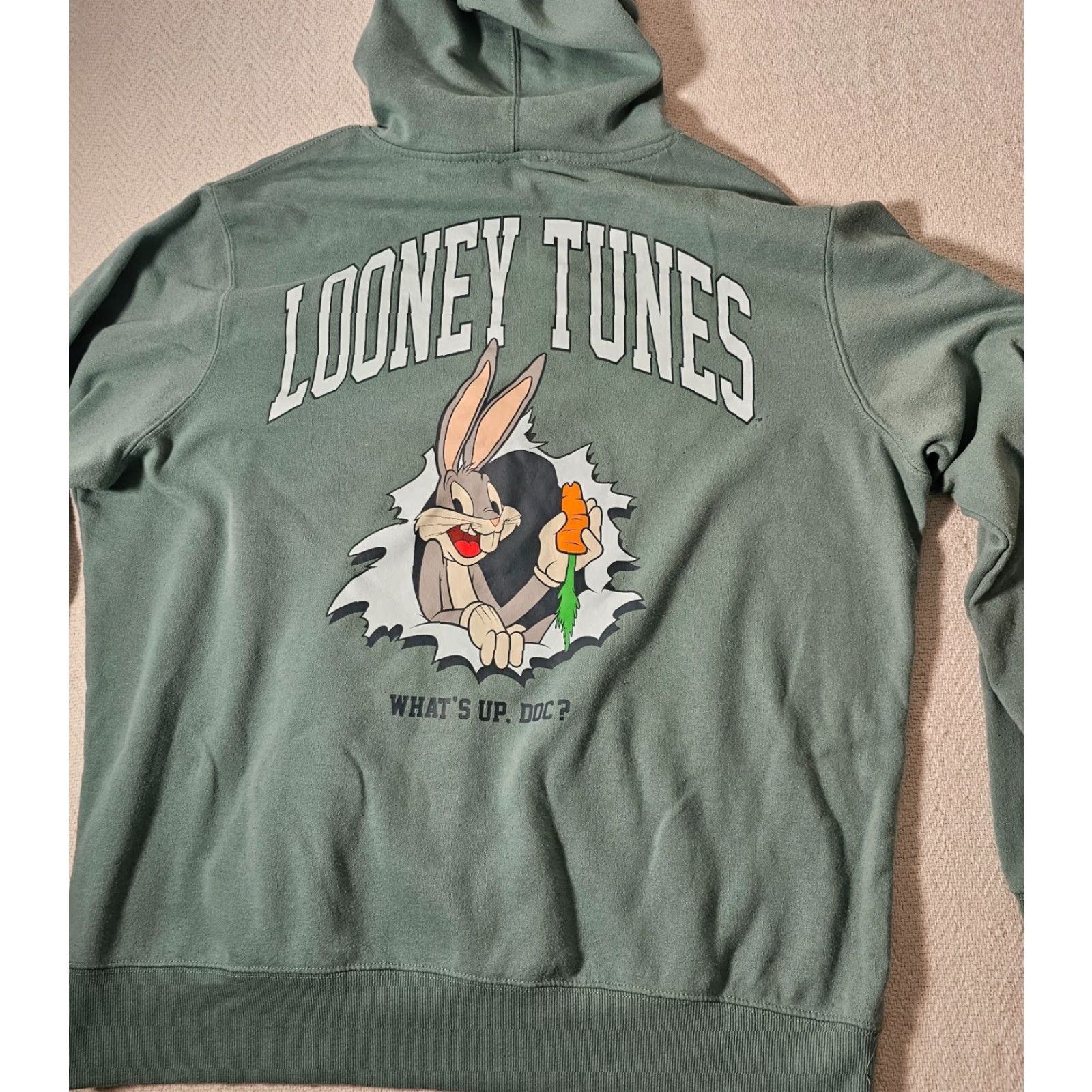 Vintage Looney Tunes What's Up Doc Bugs Bunny Fleece Sweatshirt Hoodie Men's XL Green Size US XL / EU 56 / 4 - 5 Thumbnail