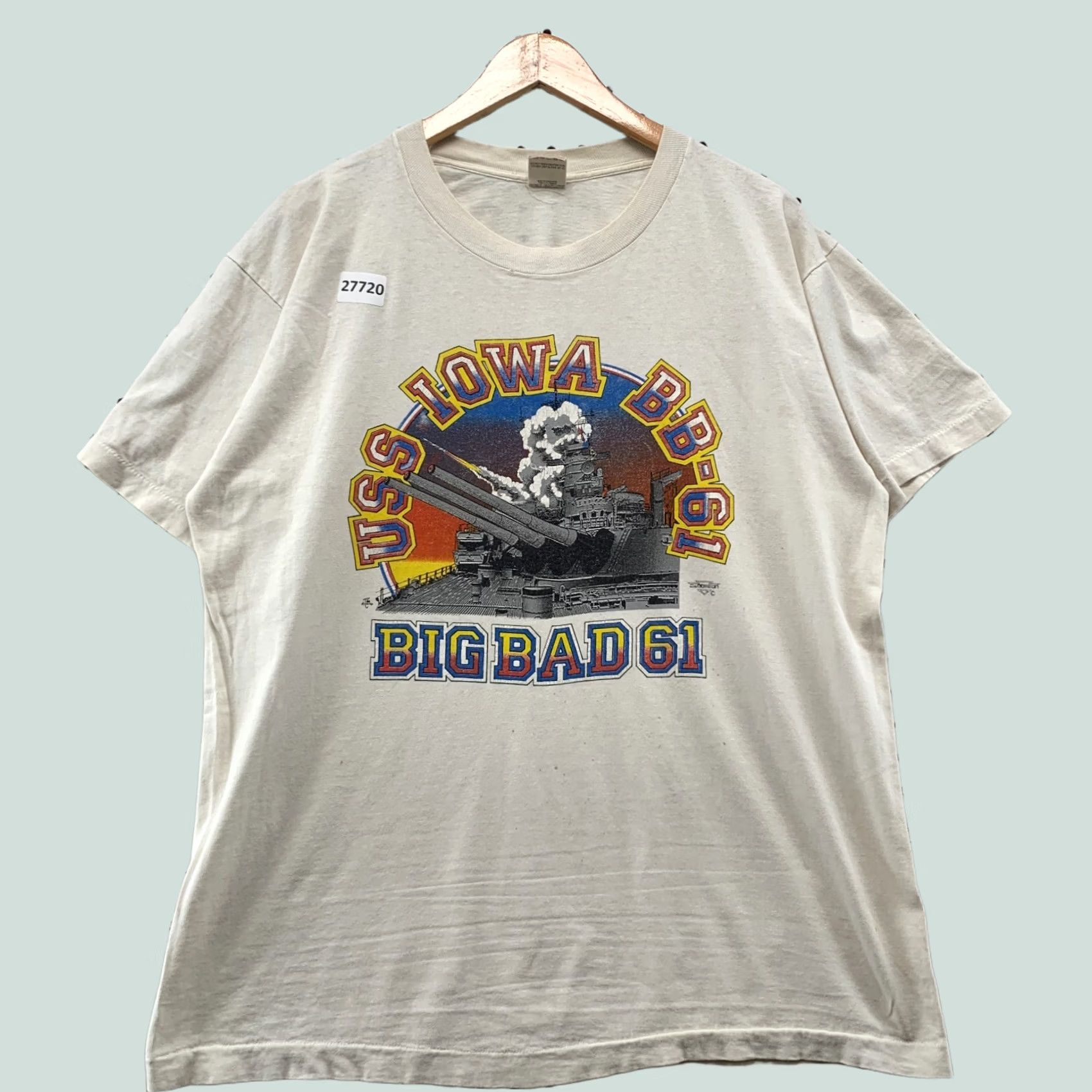 Fruit Of The Loom VINTAGE 80s USA Navy Shirt White Single Stitch USS IOWA BB 61 Large Fruit of the Loom T-Shirt Size US L / EU 52-54 / 3 - 1 Thumbnail