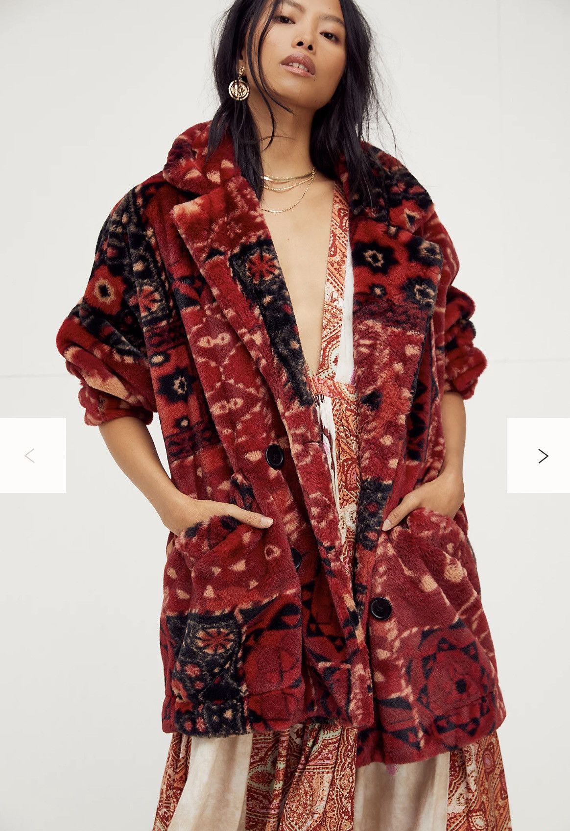 Free People Free People Patchwork Coat Oversized Fuzzy Longline Jacket Size M / US 6-8 / IT 42-44 - 7 Thumbnail