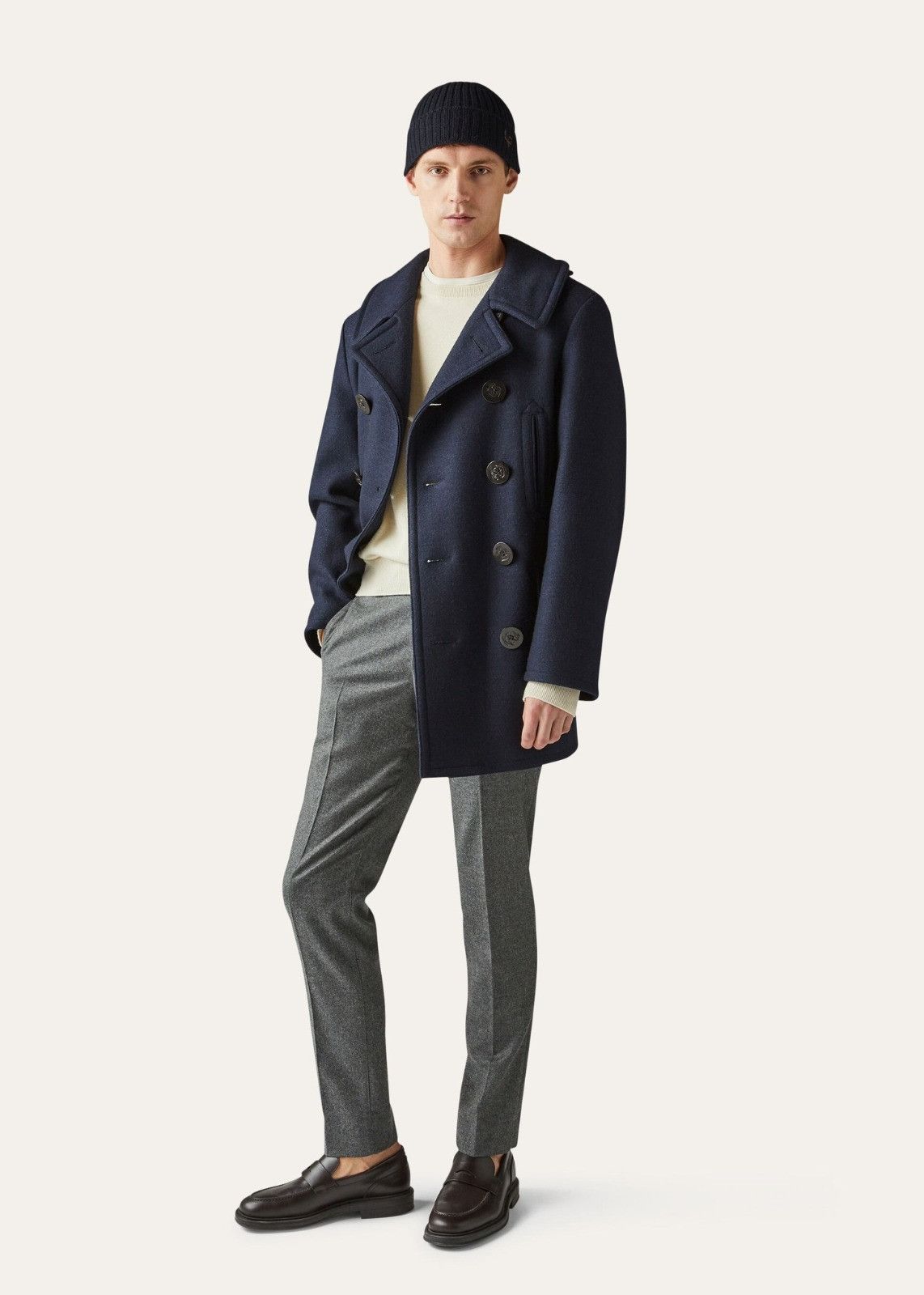 Loro Piana o1srvl11e1124 Double-Breasted Peacoat in Navy Blue Size US M / EU 48-50 / 2 - 4 Thumbnail