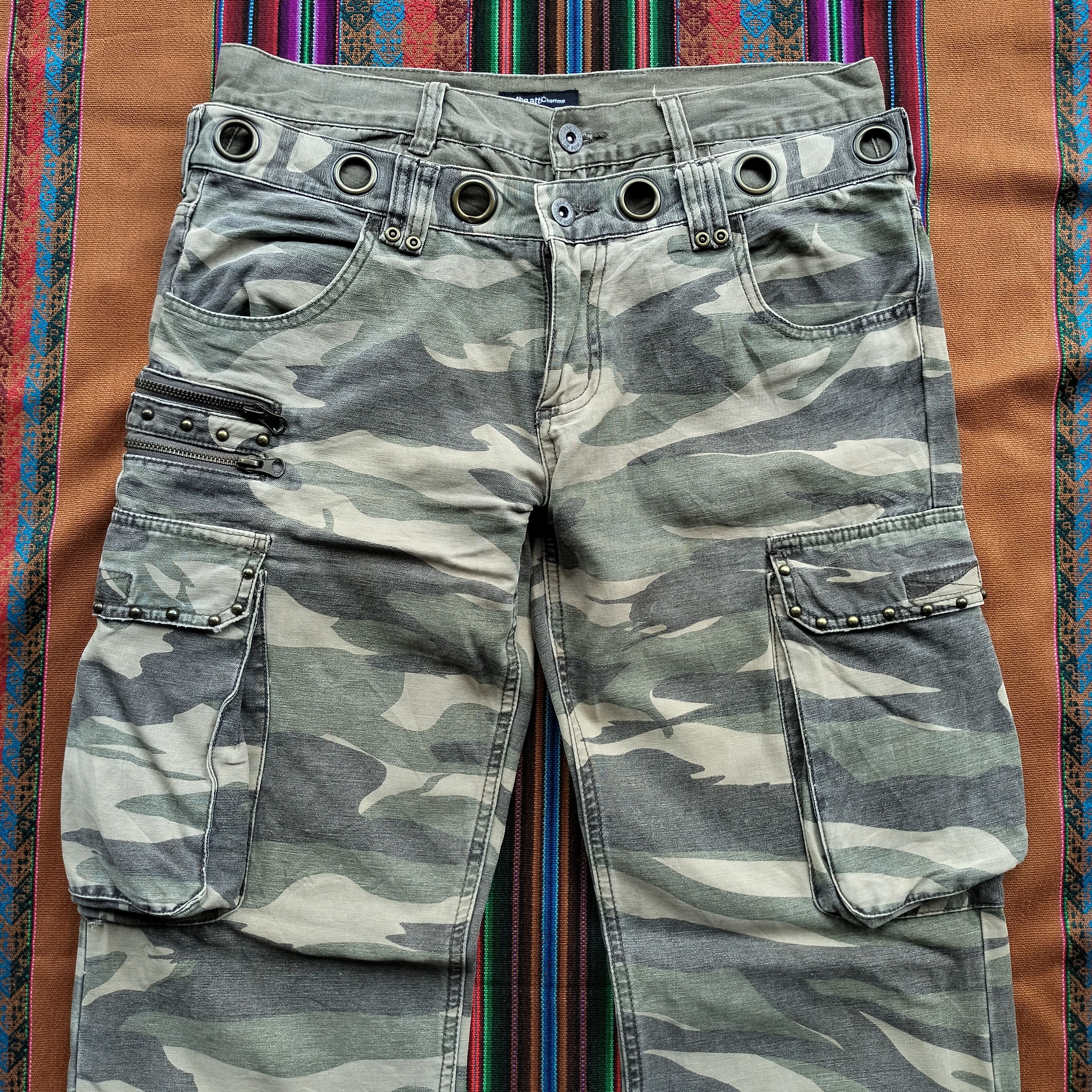 GOA double waist studded flare cargo pants Size US 31 - 3 Thumbnail