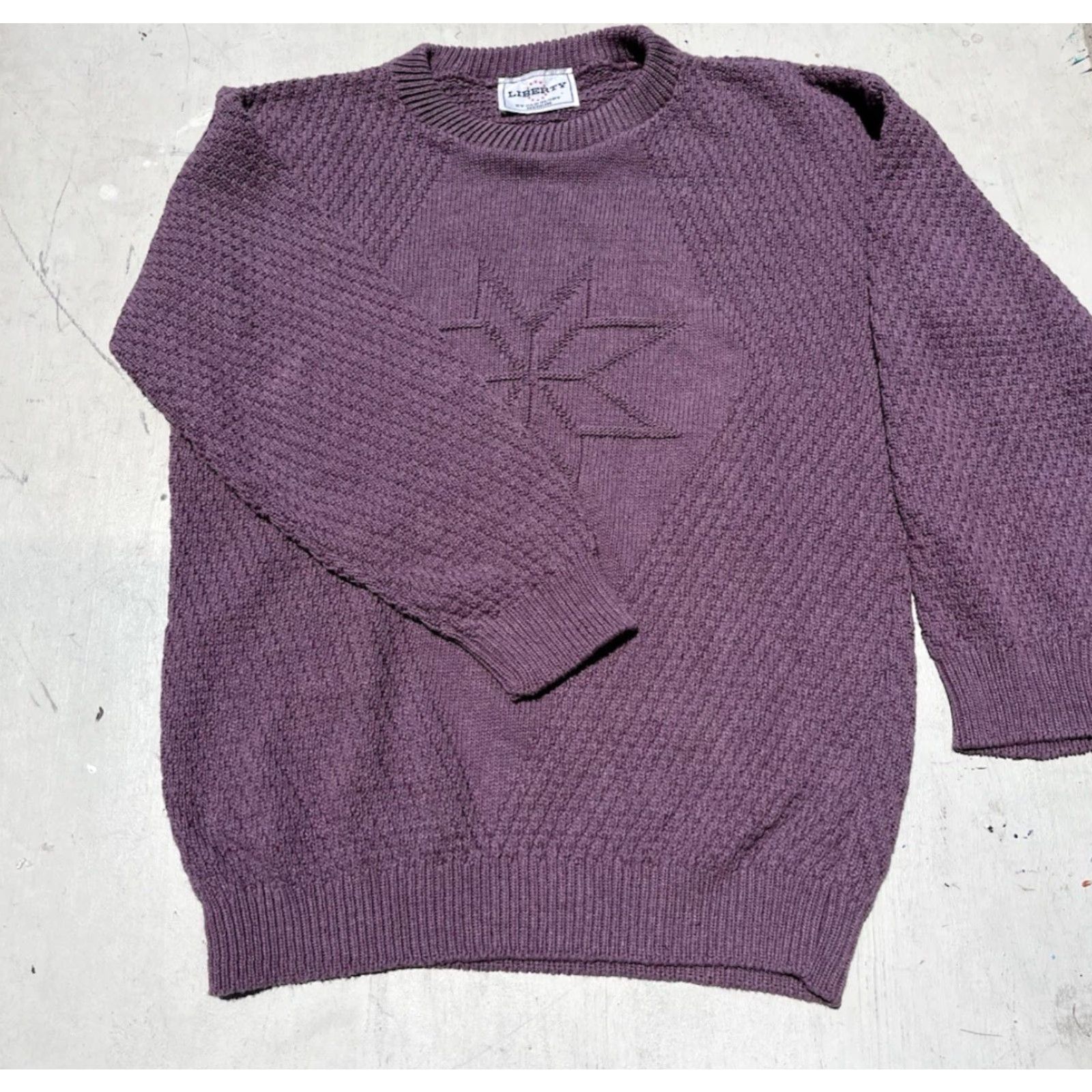 Vintage VINTAGE Liberty Sweater Purple Tight Knit L Women Embroidery USA Grandmacore Size L / US 10 / IT 46 - 4 Thumbnail