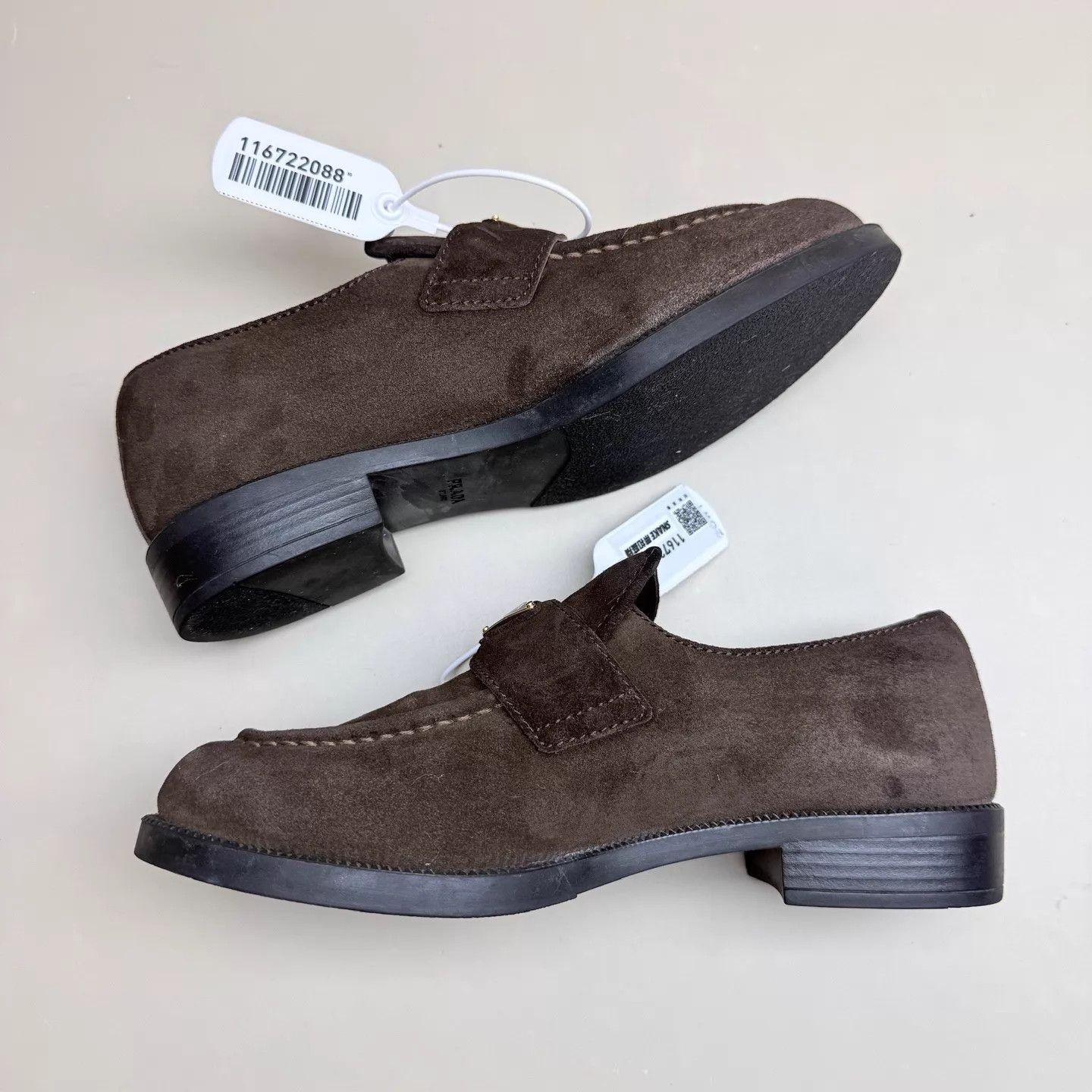 Prada Prada Deep Brown Suede Tri Logo Loafers 37 99 New Size US 6.5 / IT 36.5 - 5 Thumbnail