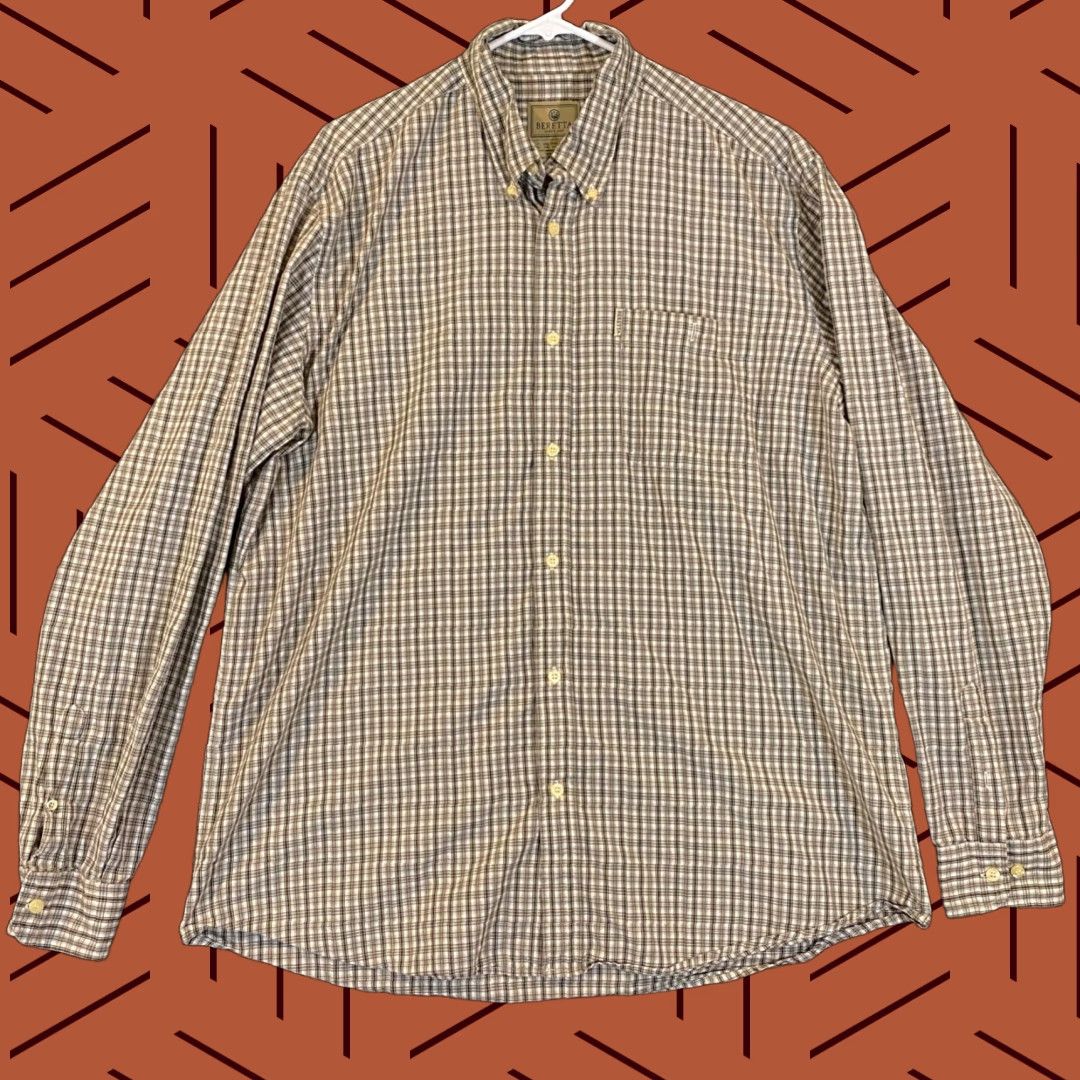 Vintage Beretta Shirt Mens 2XL Brown Gray Plaid Hunting Outdoor Button-Down Long Pockets Shirt Size US XXL / EU 58 / 5 - 1 Thumbnail